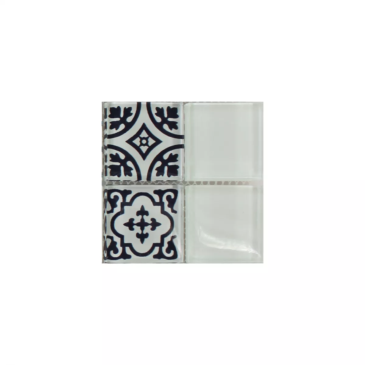 Mønster fra Mosaikkfliser Glass Barock Ornament Hvit
