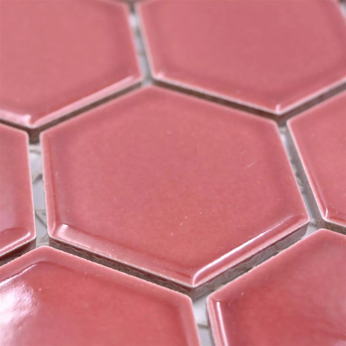 Muestra de Mosaico Cerámico Salomon Hexagonales Bordeaux Rojo H51