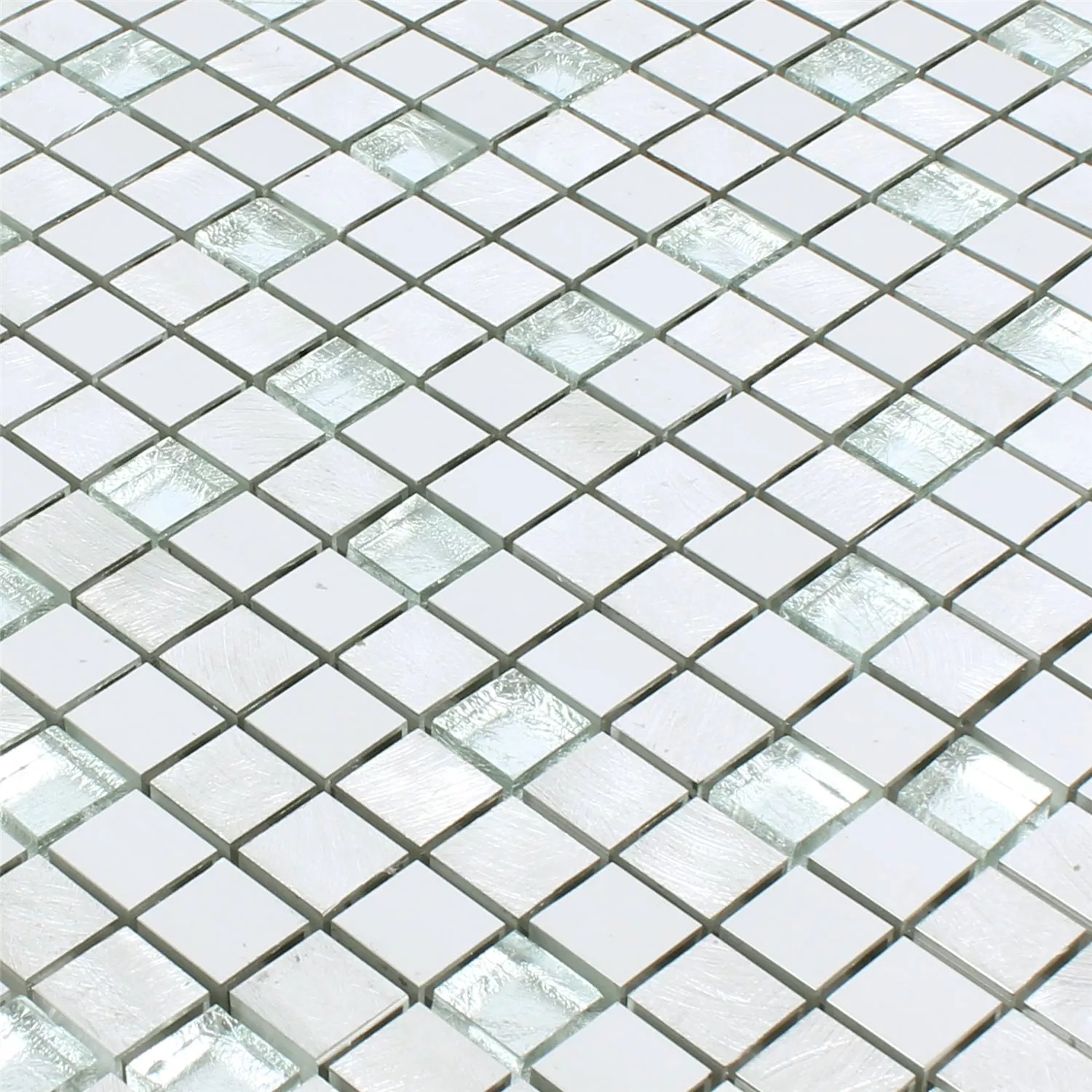 Mozaiková Dlaždice Lissabon Hliník Sklo Mix Stříbrná