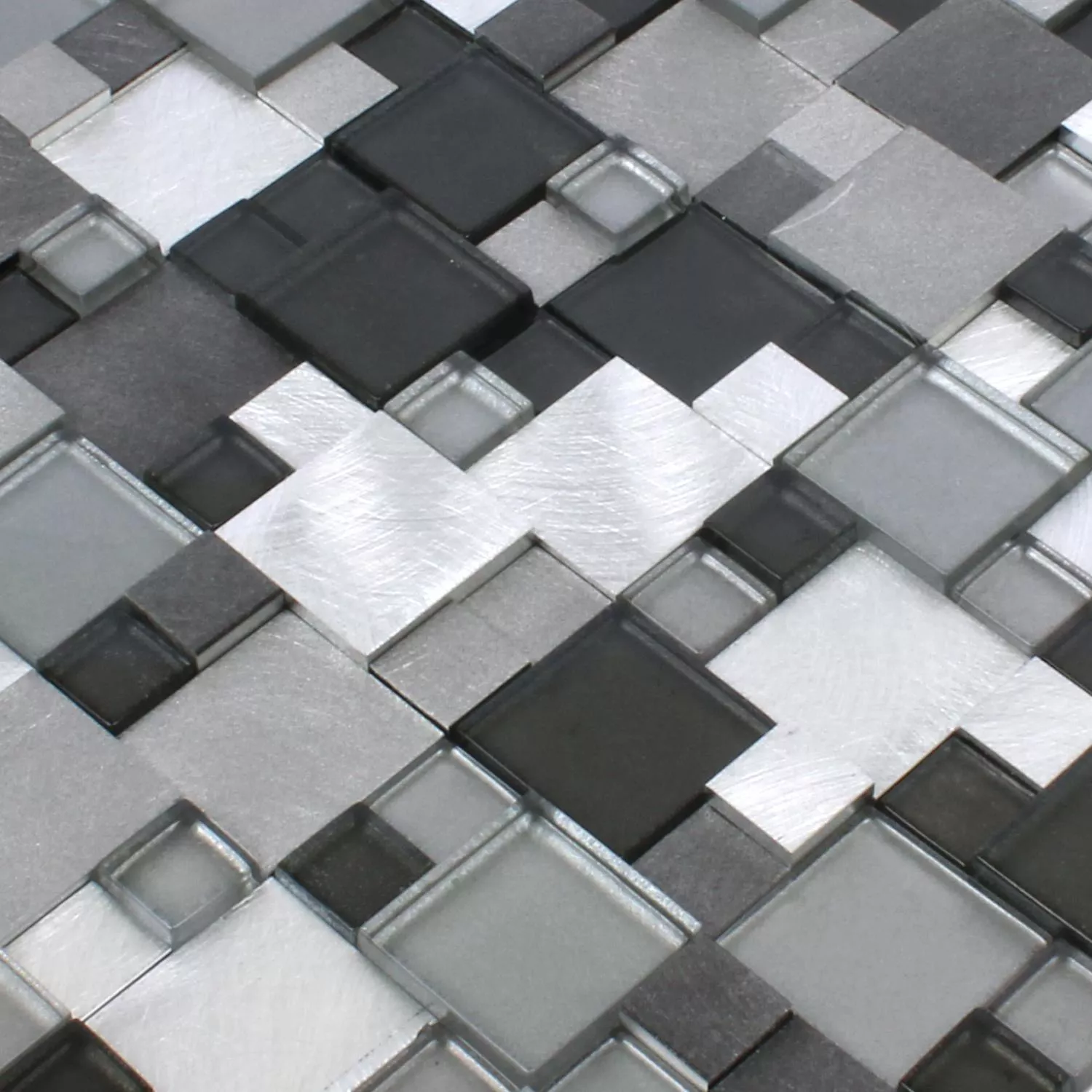 Azulejos De Mosaico Cristal Auminio Condor 3D Negro Mezcla