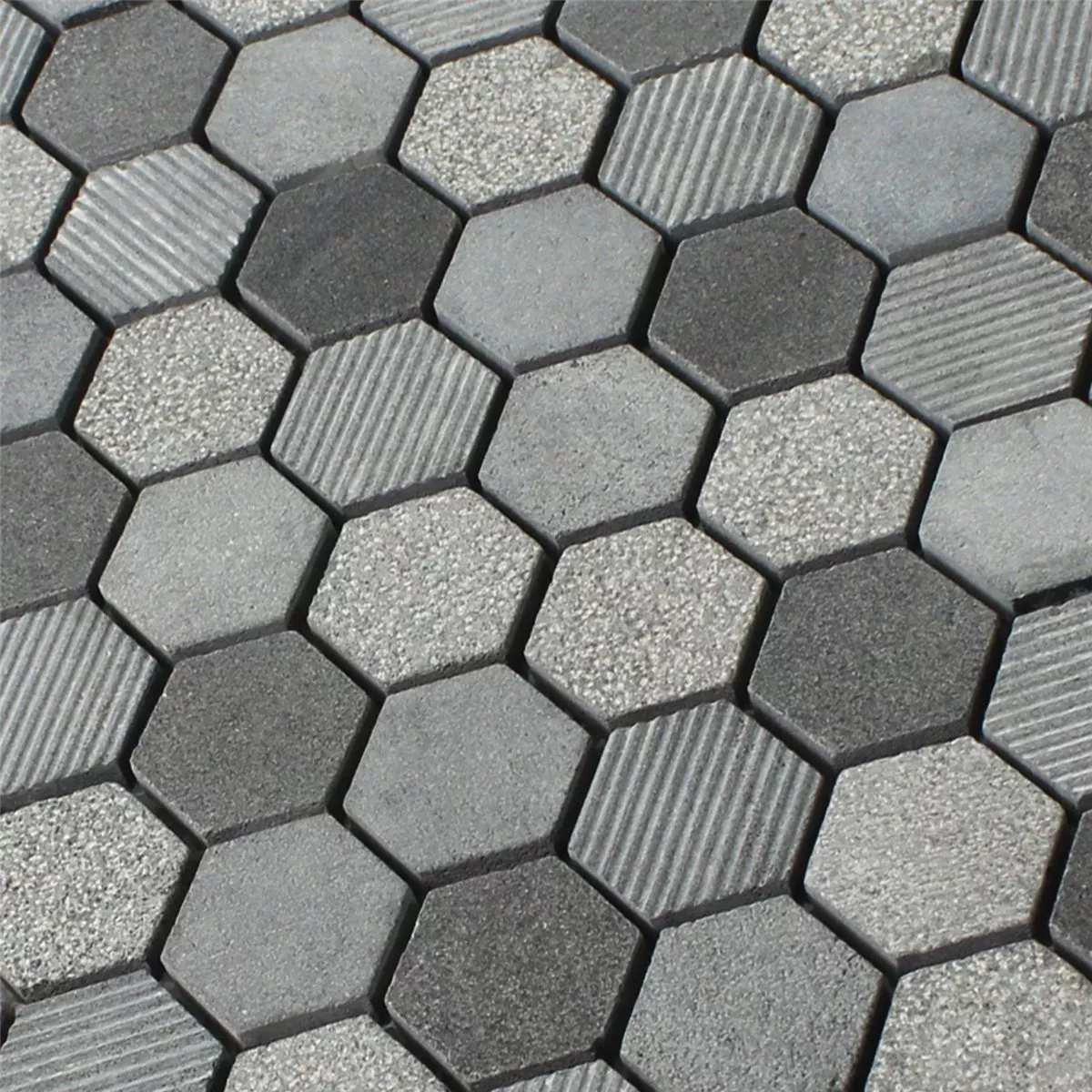 Plăci De Mozaic Hexagon Piatră Naturală Notte Antracit