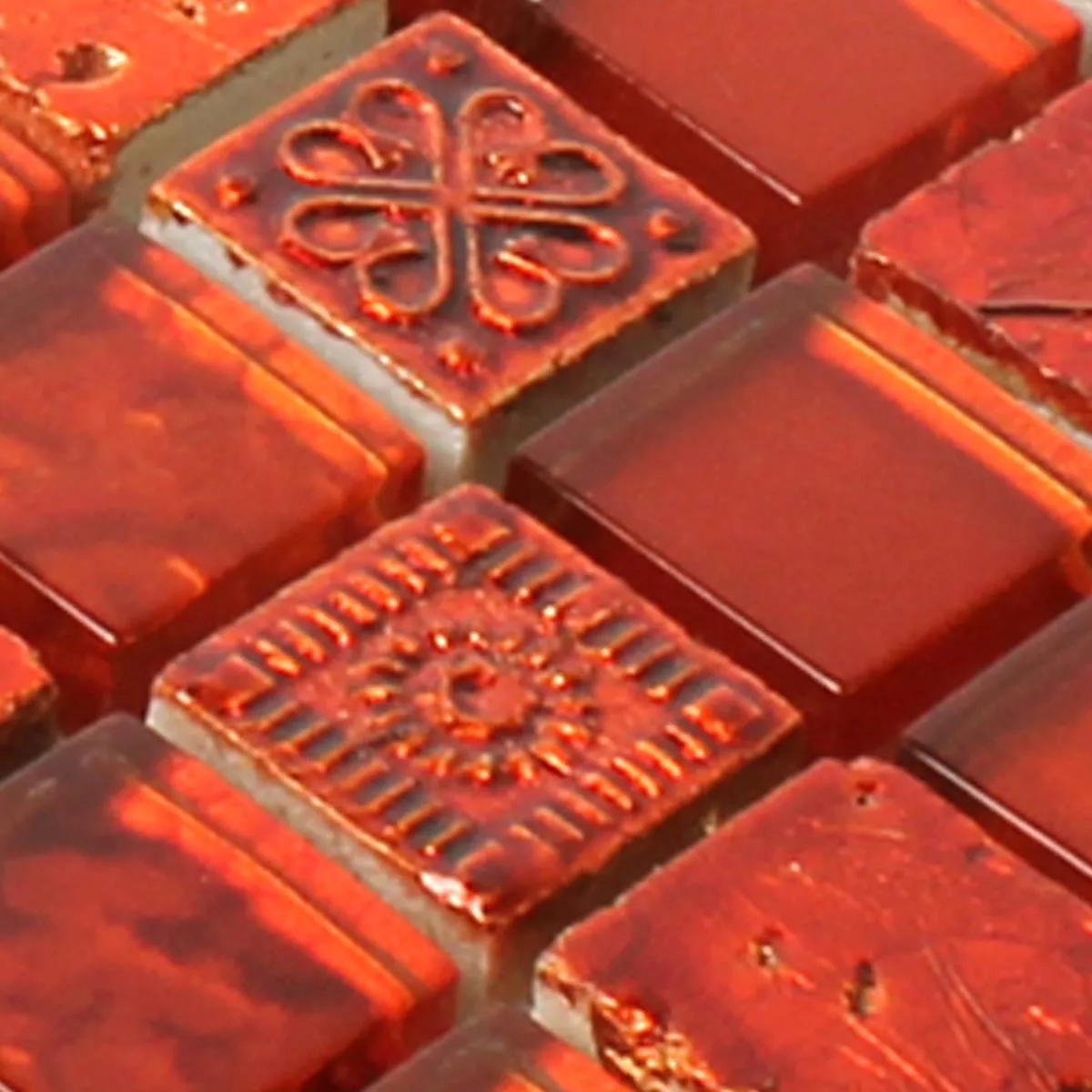 Próbka Mozaika Georgia Szkło Kamień Naturalny Mix Czerwone