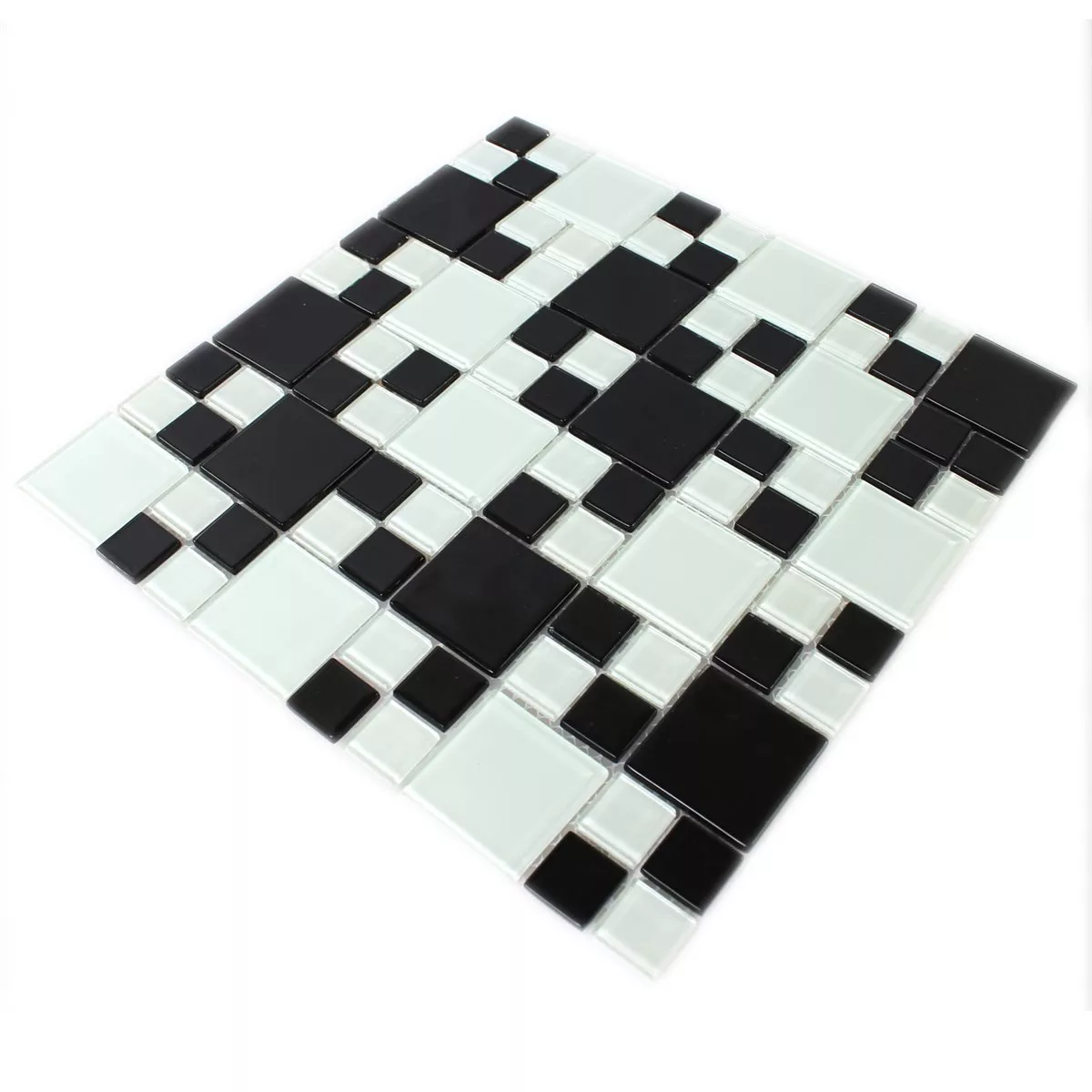 Sample Mosaic Tiles Glass Black White Mix