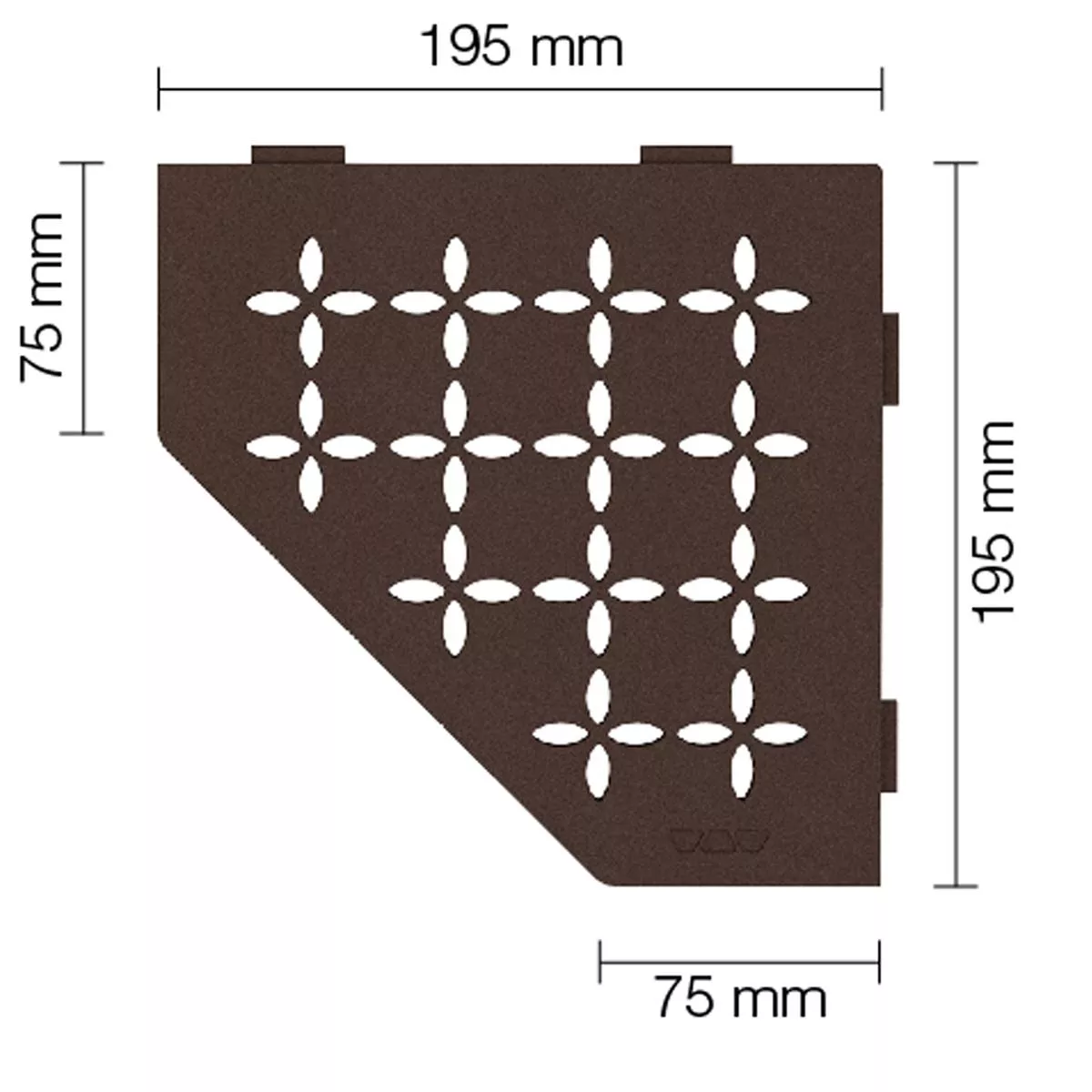 Fali polc zuhanypolc Schlüter 5eck 19,5x19,5 cm virágos bronz