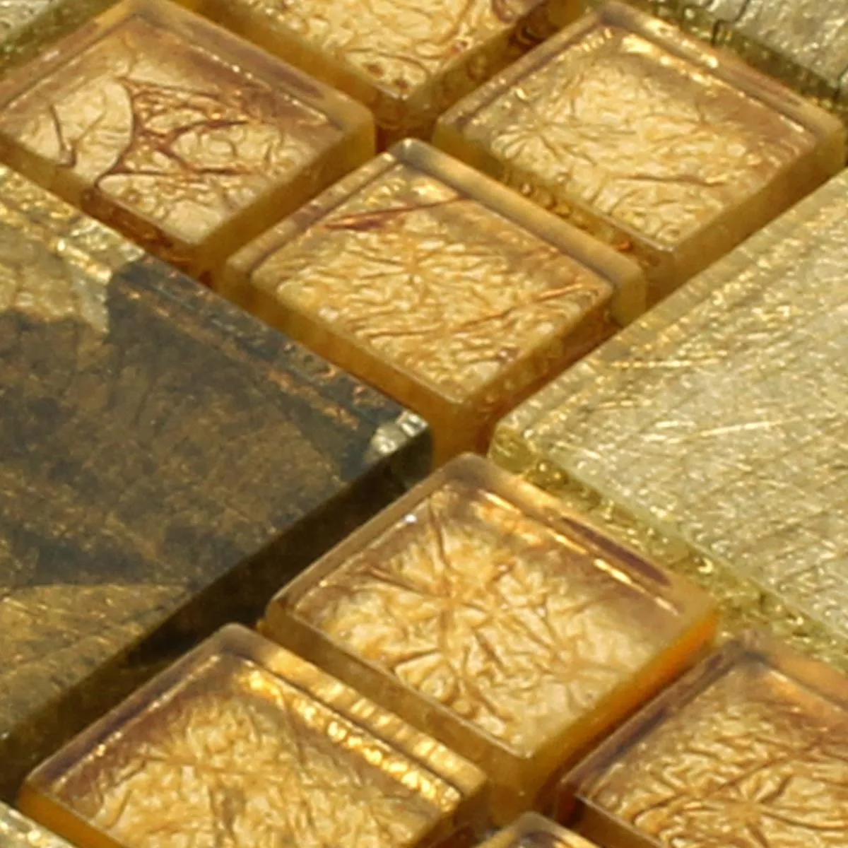Vzorek Skleněná Mozaika Dlaždice Firebird Zlatá