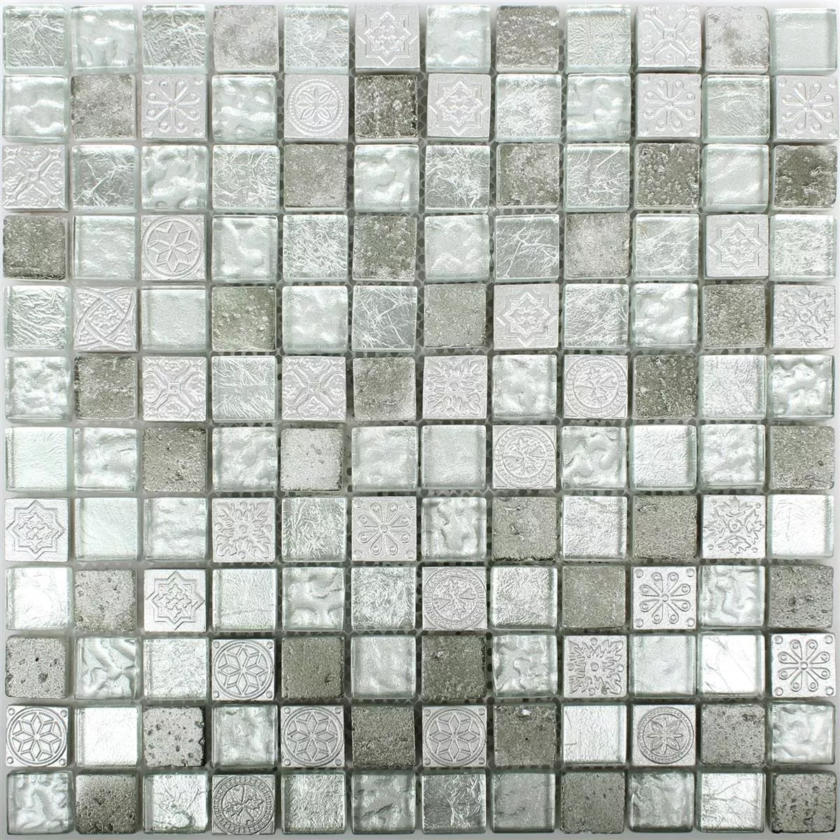 Mozaika Georgia Szkło Kamień Naturalny Mix Srebrny