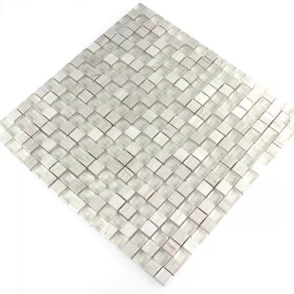 Mosaico Vetro Marmo Grigio Mix 15x15x8mm