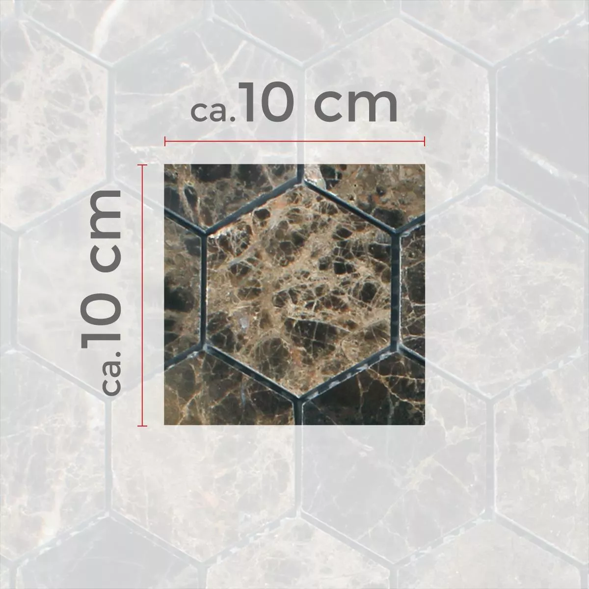 Sample Mozaïektegels Marmer Xalapa Hexagon Emperador Glanzend