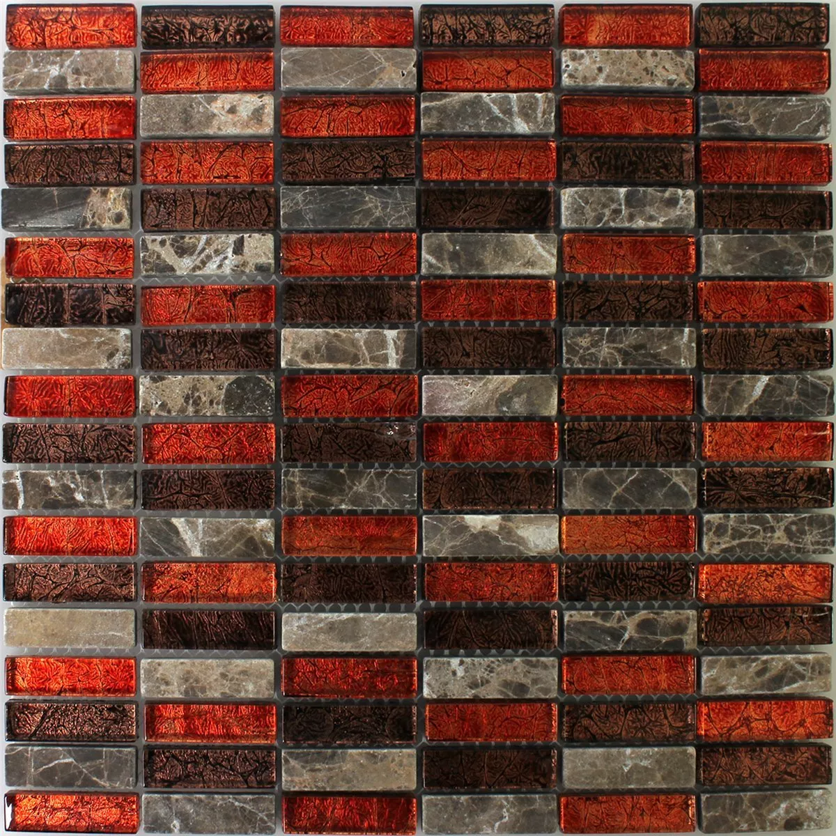 Sample Mosaic Tiles Natural Stone Glass Red Brown Stick