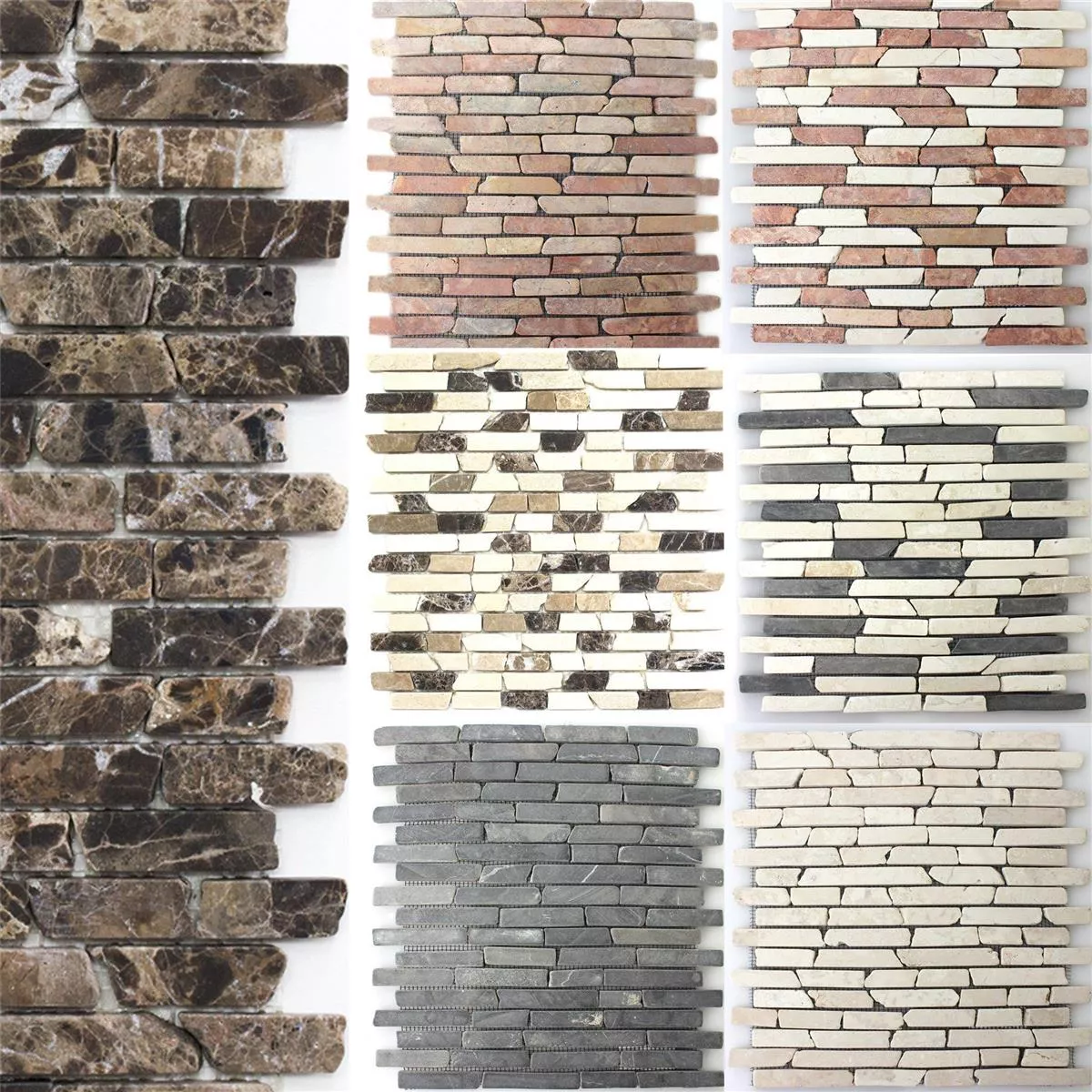 Muestra Azulejos De Mosaico Piedra Natural Mármol Bali Bricks