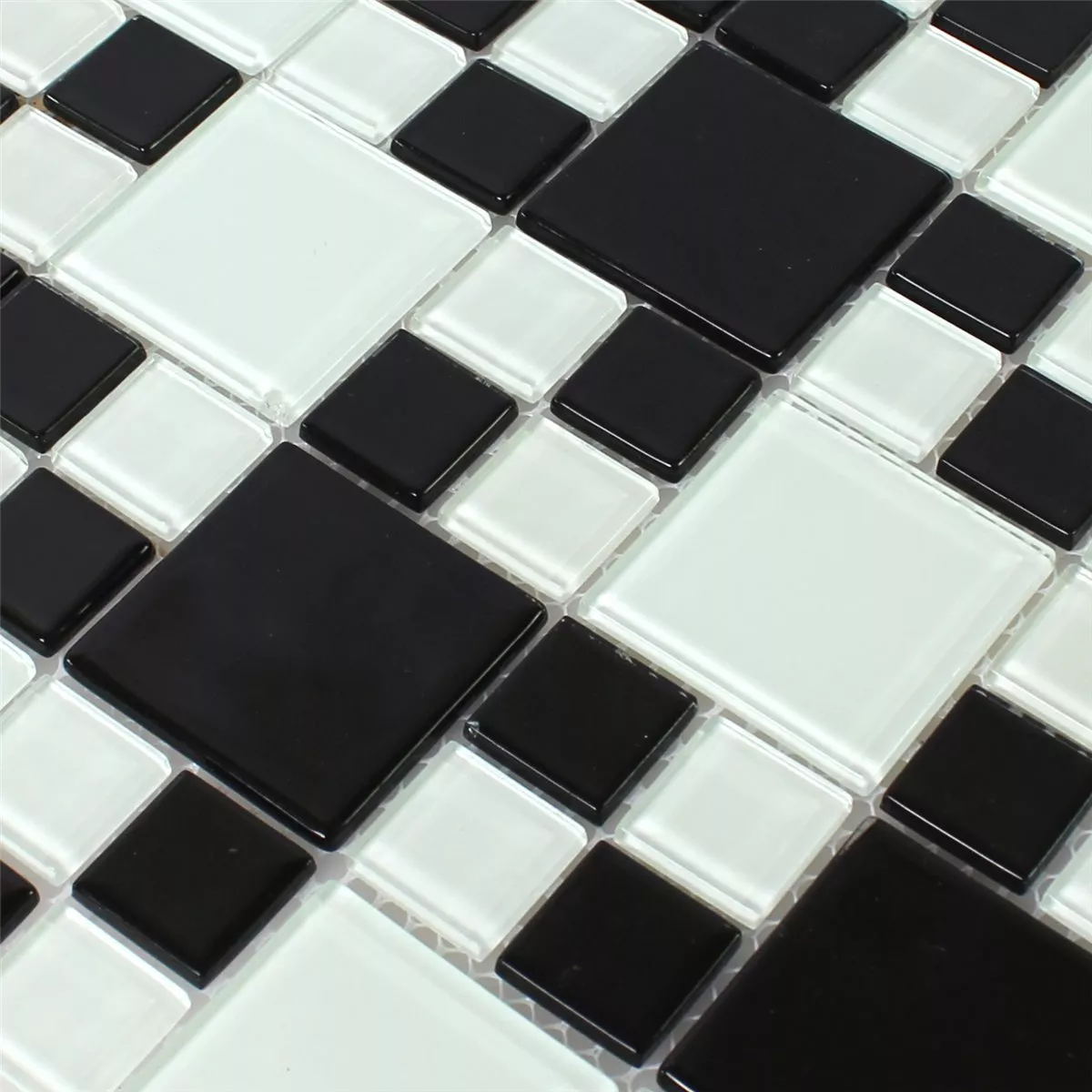 Sample Mosaic Tiles Glass Black White Mix