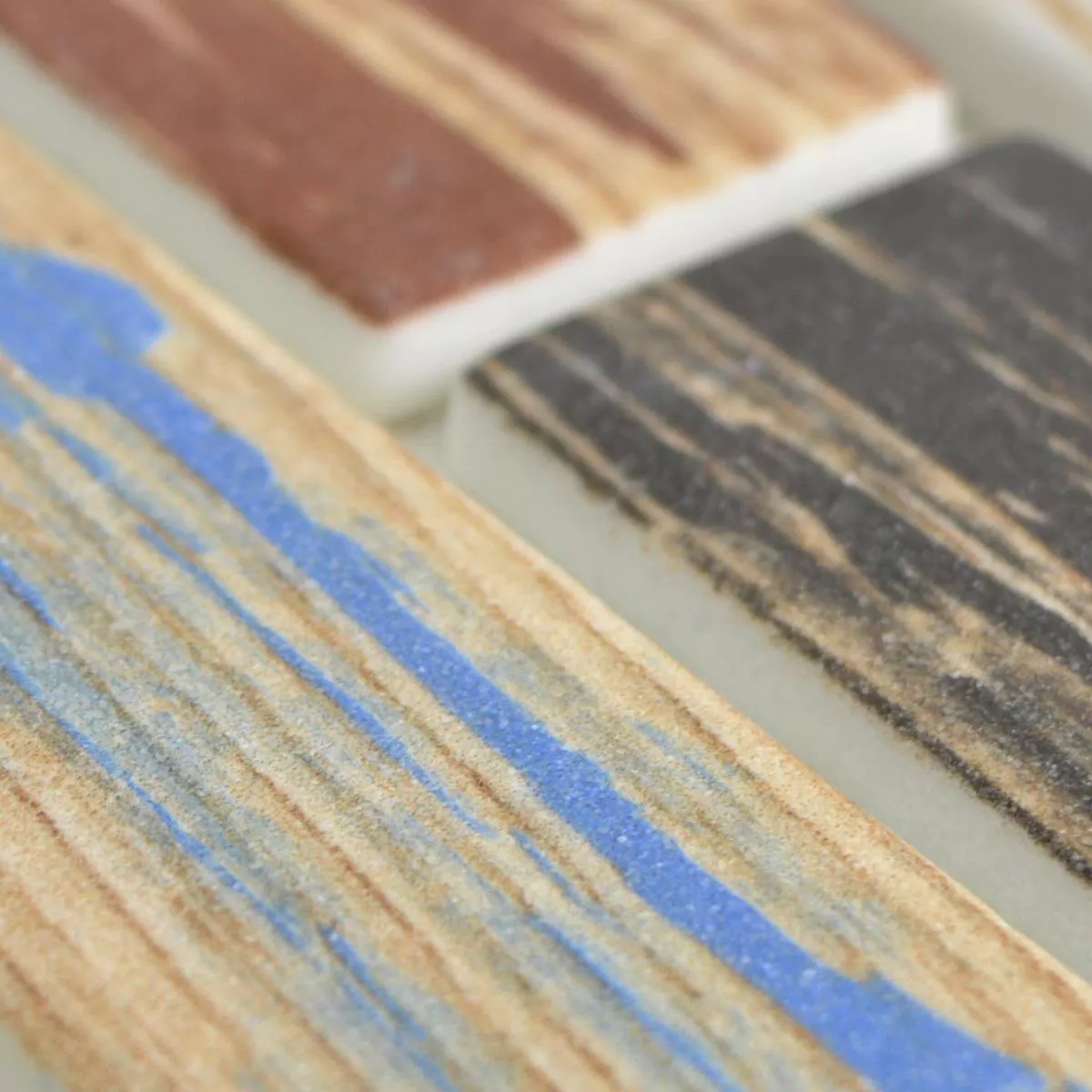 Próbka Mozaika Szklana Płytki Lunatic Wygląd Drewna Kolorowy