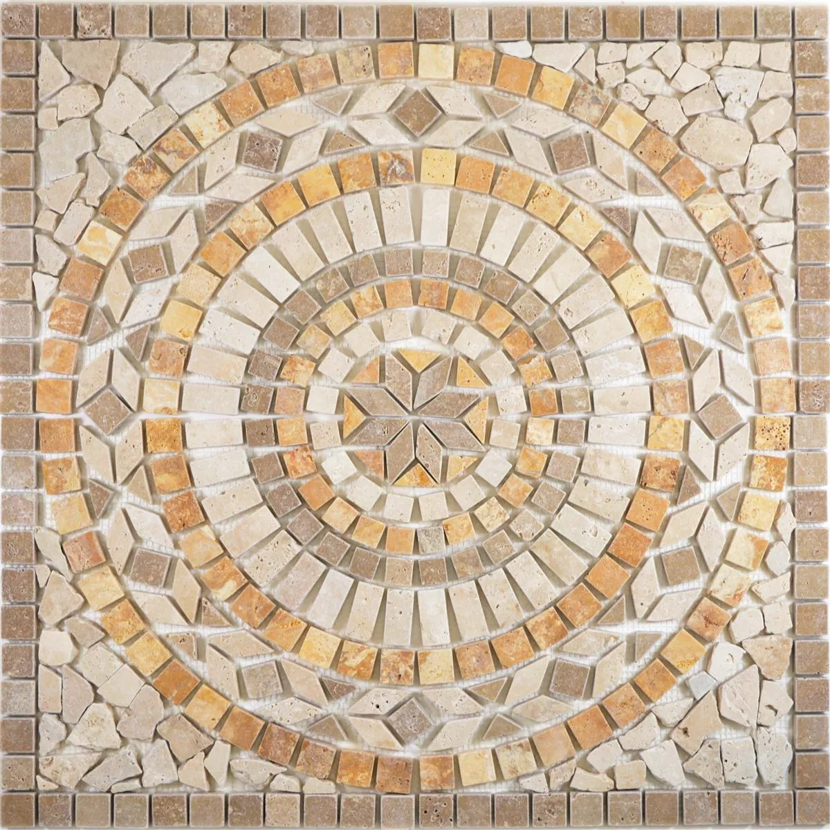 Natuursteen Rosone Alligator Beige Bruin Goud 61x61cm Natuursteen Rosone Alligator Beige Bruin Goud 61x61cm