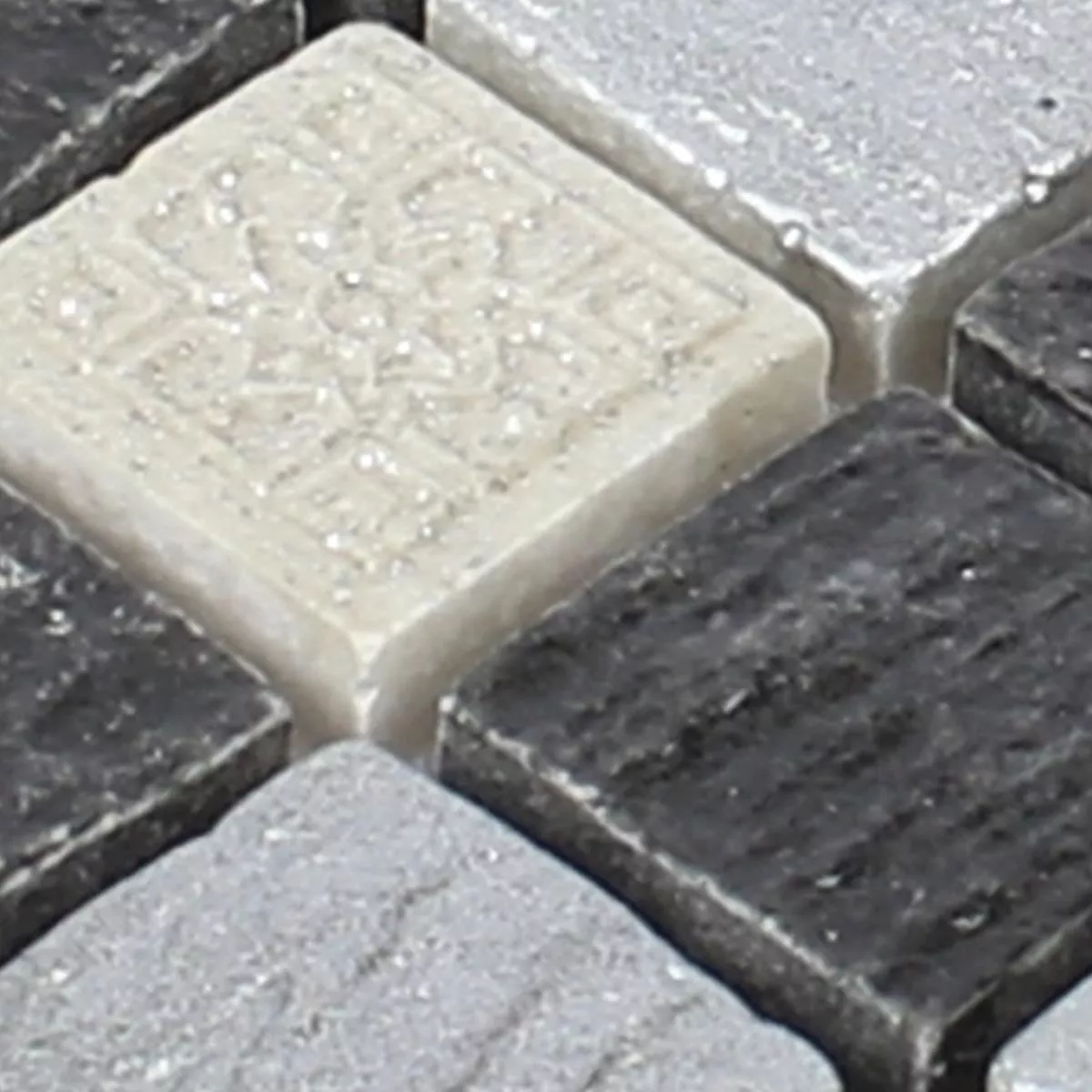 Uzorak Stakleni Mozaik Pločice Od Prirodnog Kamena Colicos Siva Crna Srebrna