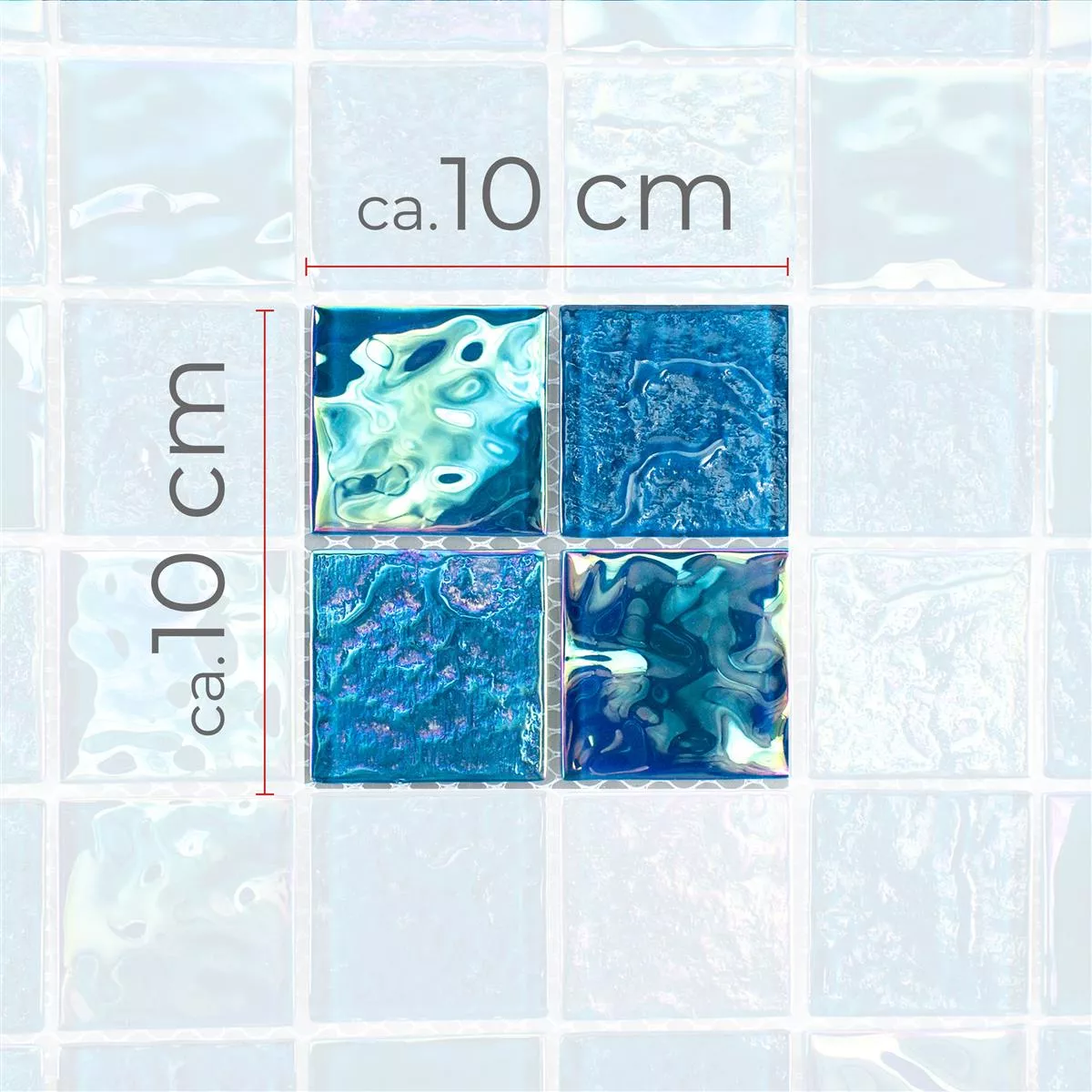 Vzorek Skleněná Mozaika Dlaždice Perleťový Efekt Carlos Modrá 48