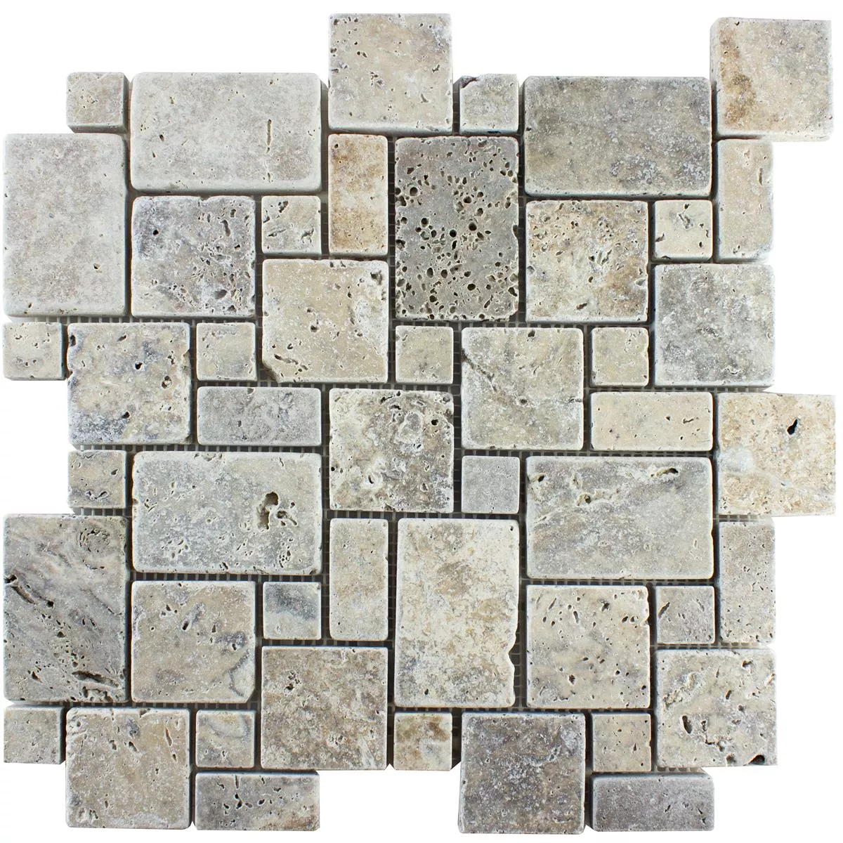 Természetes Kő Travertin Mozaik Csempe LaGrange Ezüst