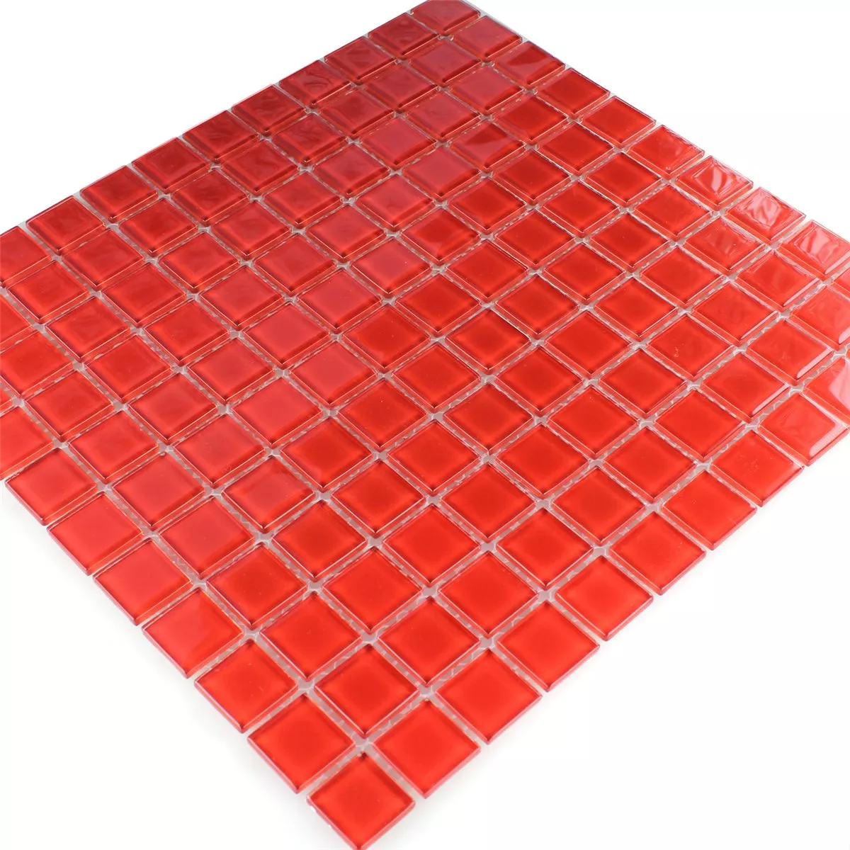 Plăci De Mozaic Sticlă Roșu Uni 25x25x4mm