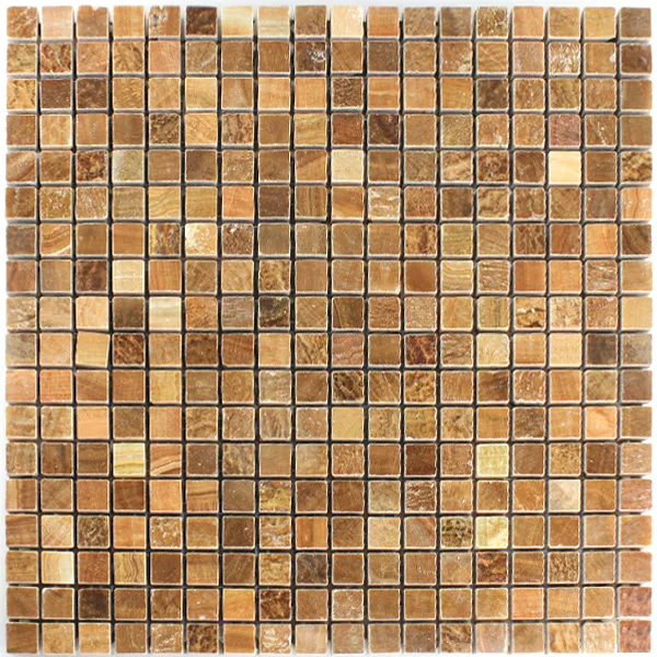 Mozaik Pločice Mramor Smeđa Poliran 15x15x7mm