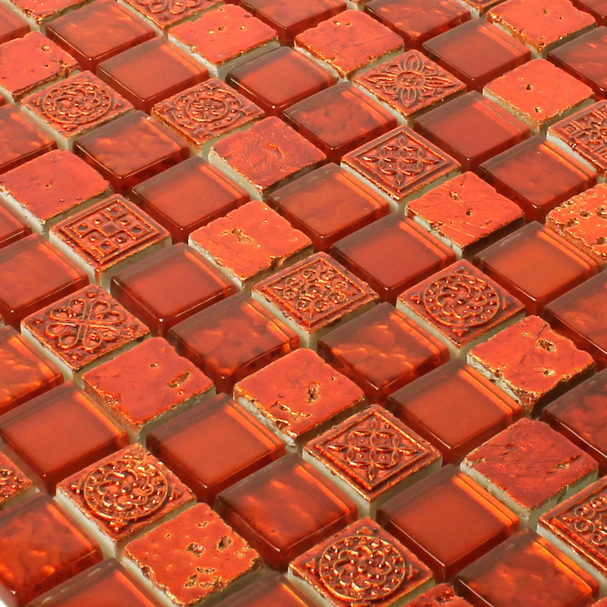 Mozaik Pločice Georgia Staklo Prirodni Kamen Mix Crvena