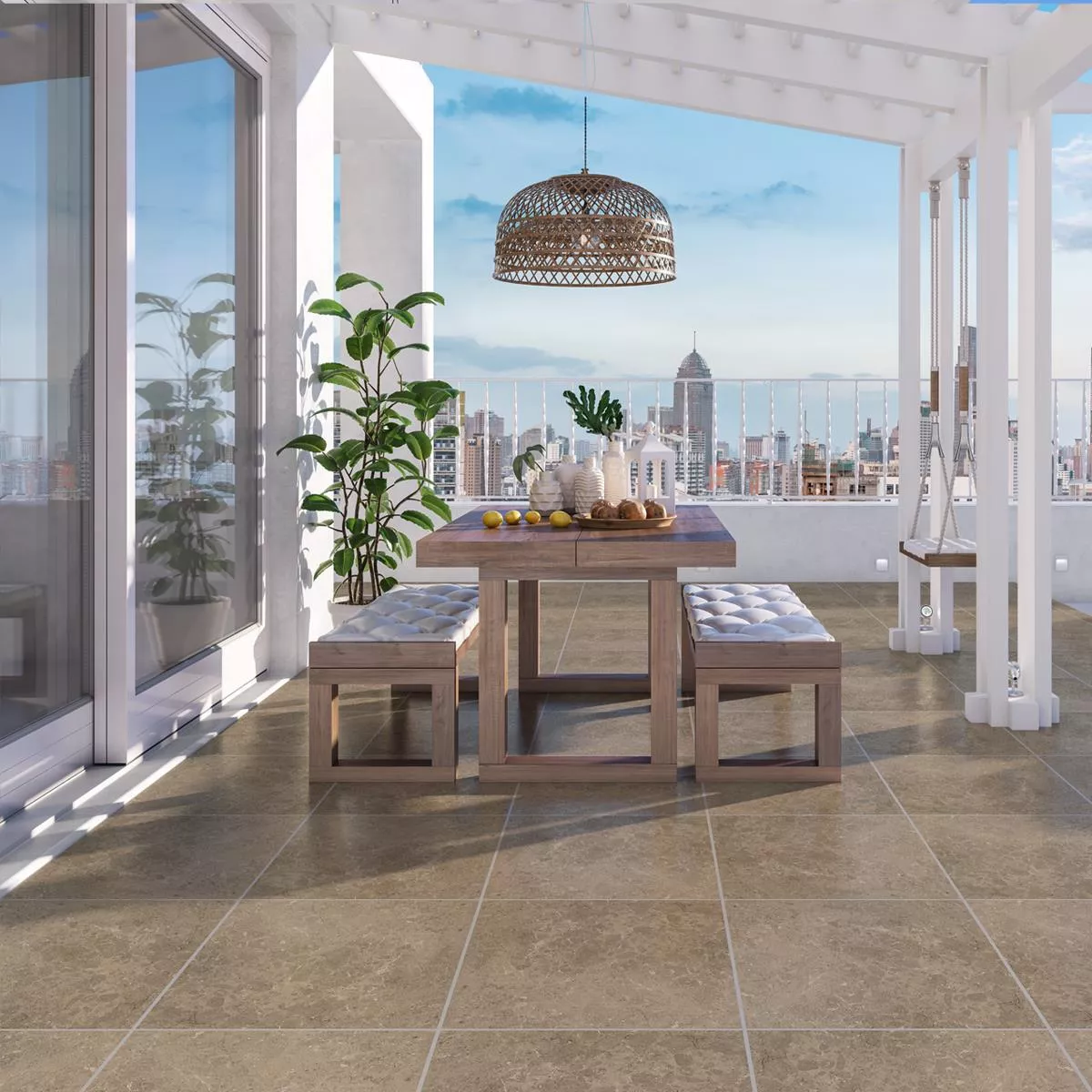 Terrace Tiles Porcelain Stoneware Arizona Taupe 60x60x2 cm