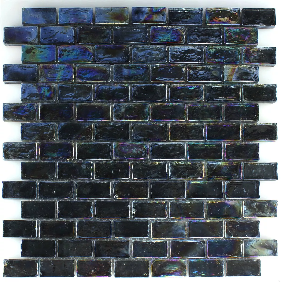 Mosaic Tiles Glass Effect Petrol Black 20x42x8mm