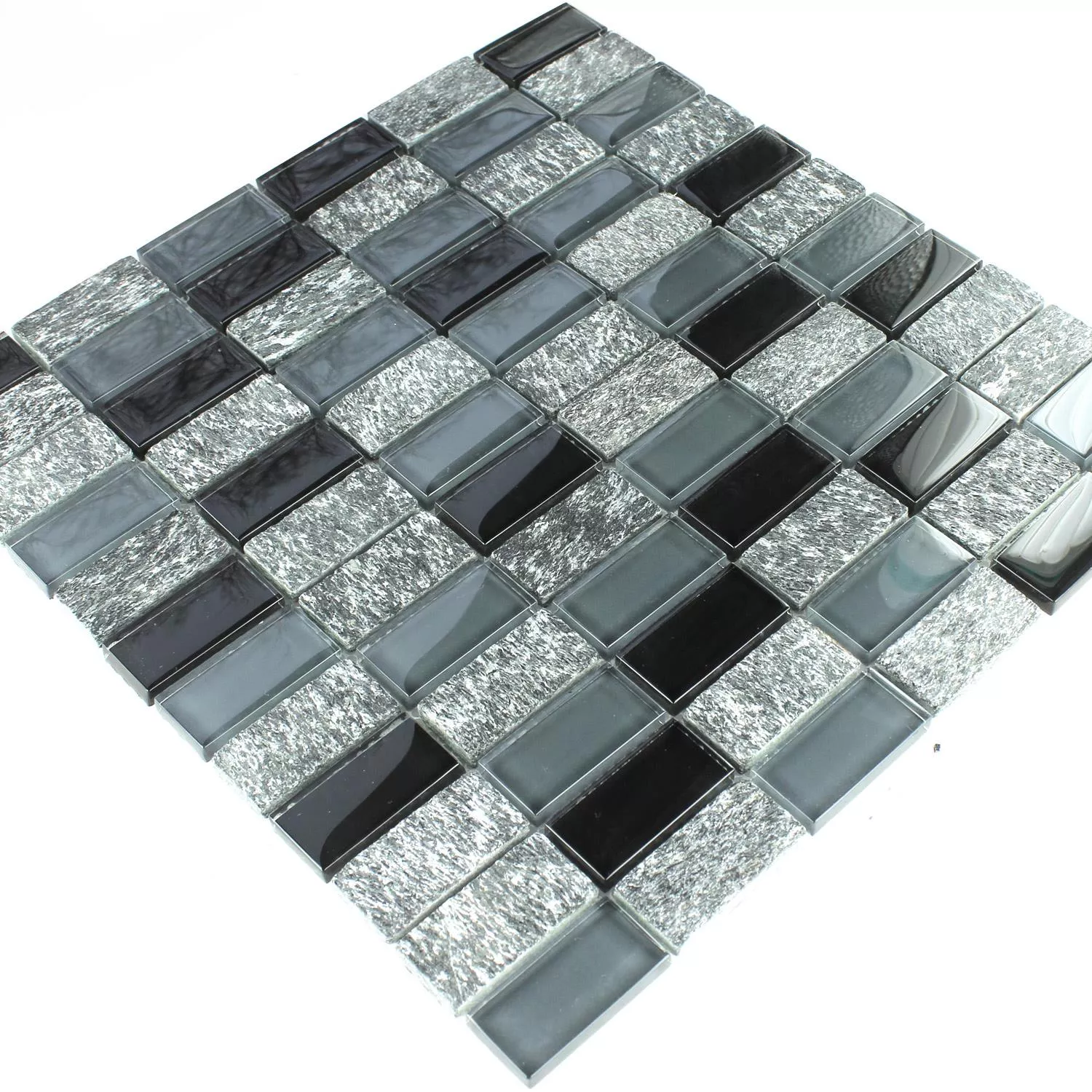 Mønster fra Mosaikkfliser Glass Marmor Grå Svart Mix
