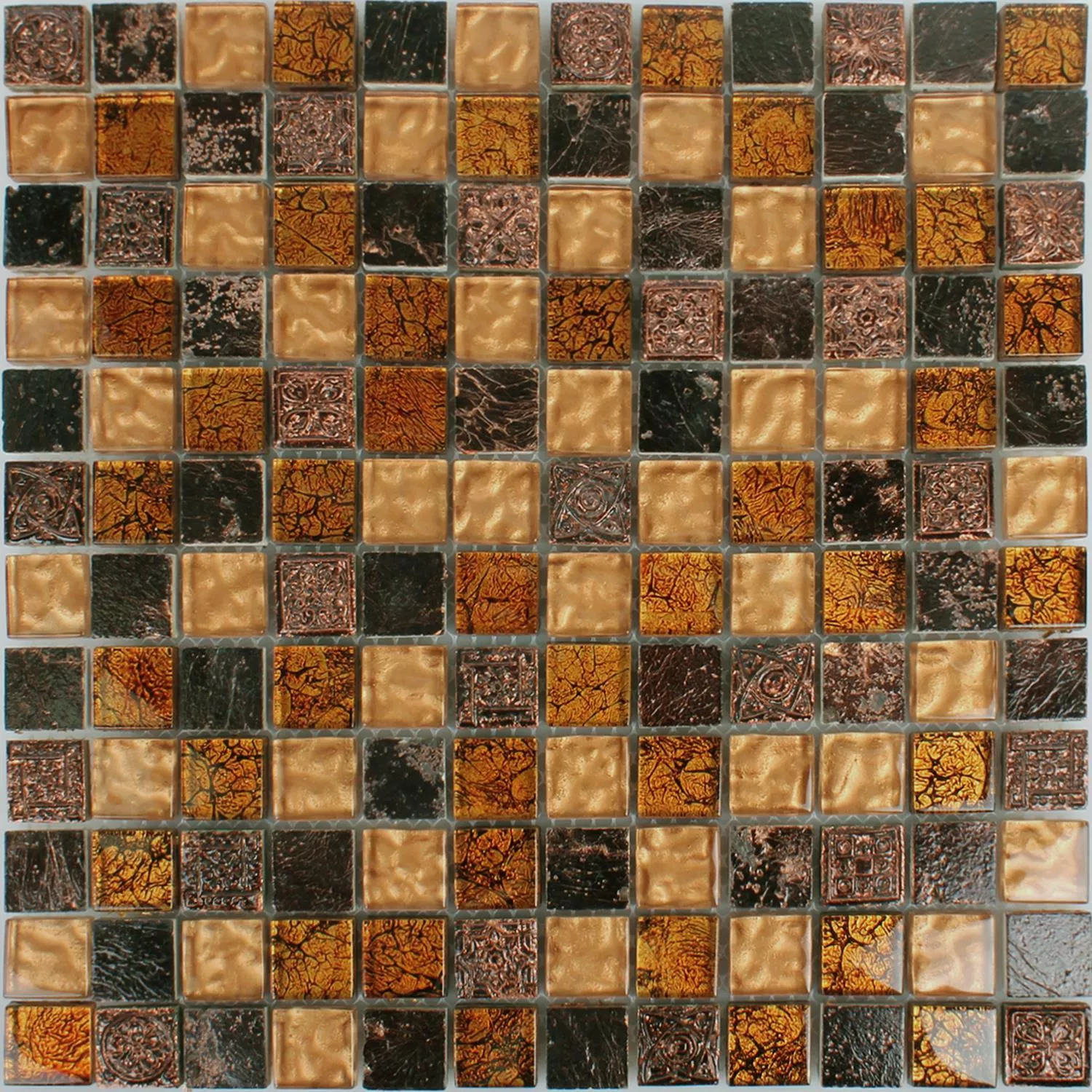 Mozaik Csempe Üveg Természetes Kő Maya Brown