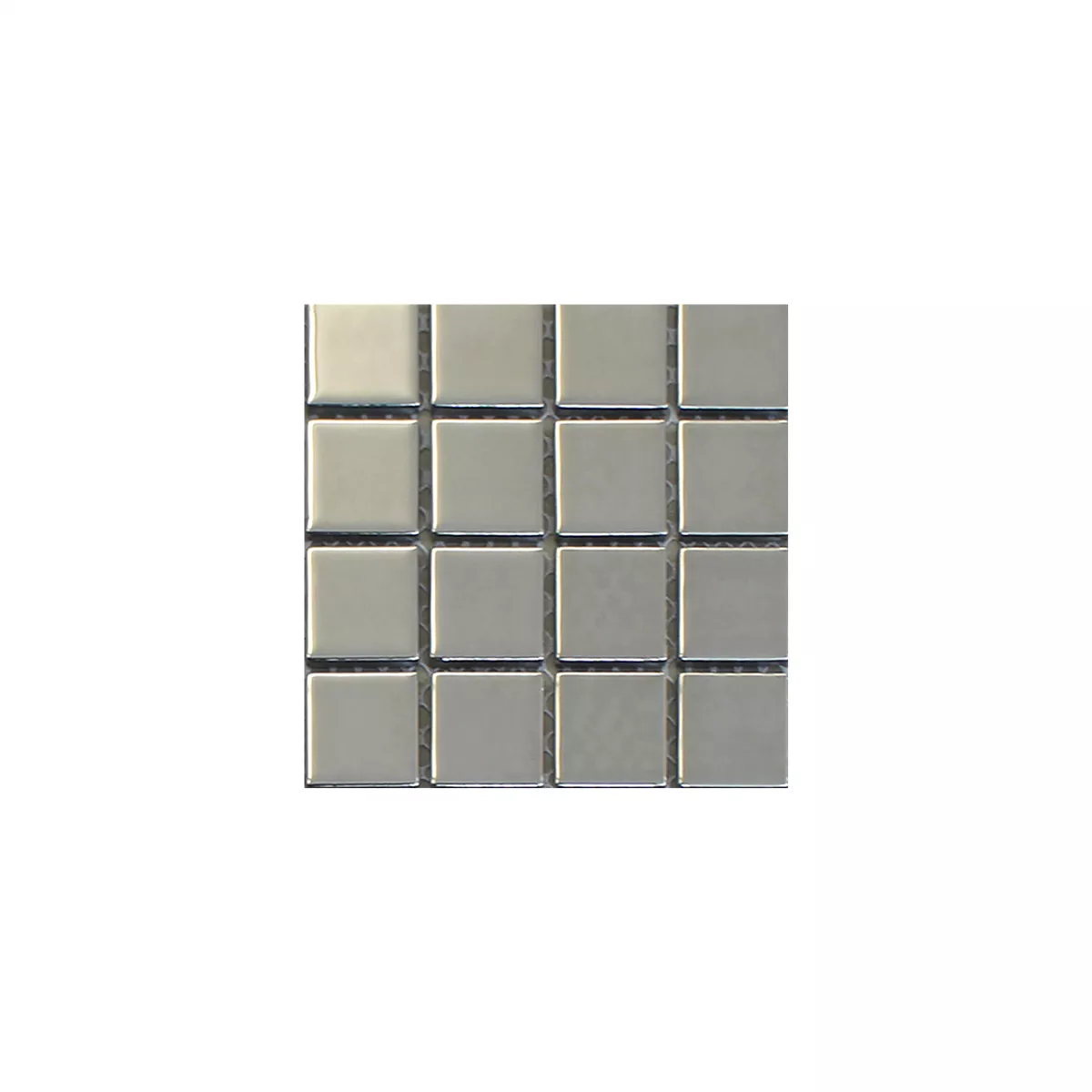 Sample Mosaic Tiles Glass Silver Uni 25x25x4mm