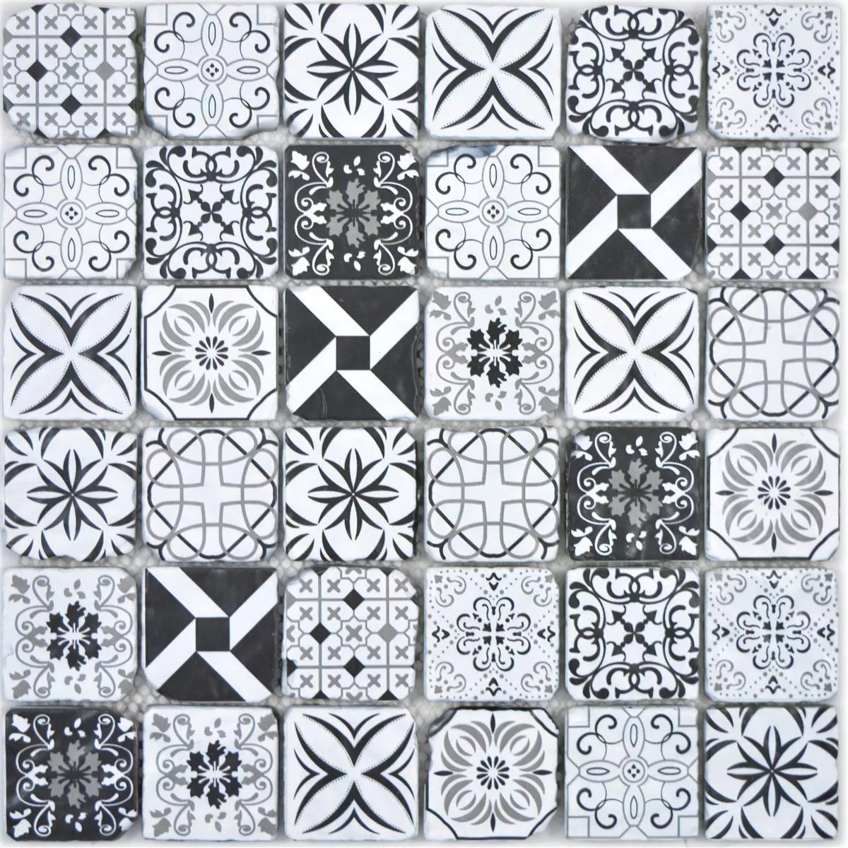 Skleněná Mozaika Dlaždice Starlite Retro Černá Bílá 48