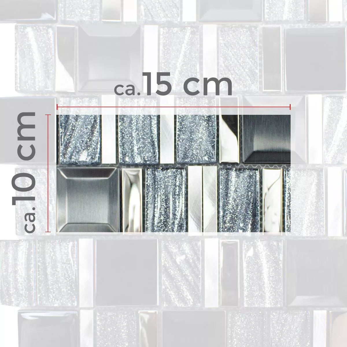 Sample Glas Aluminium Mozaïek LaCrosse Zwart Grijs Zilver