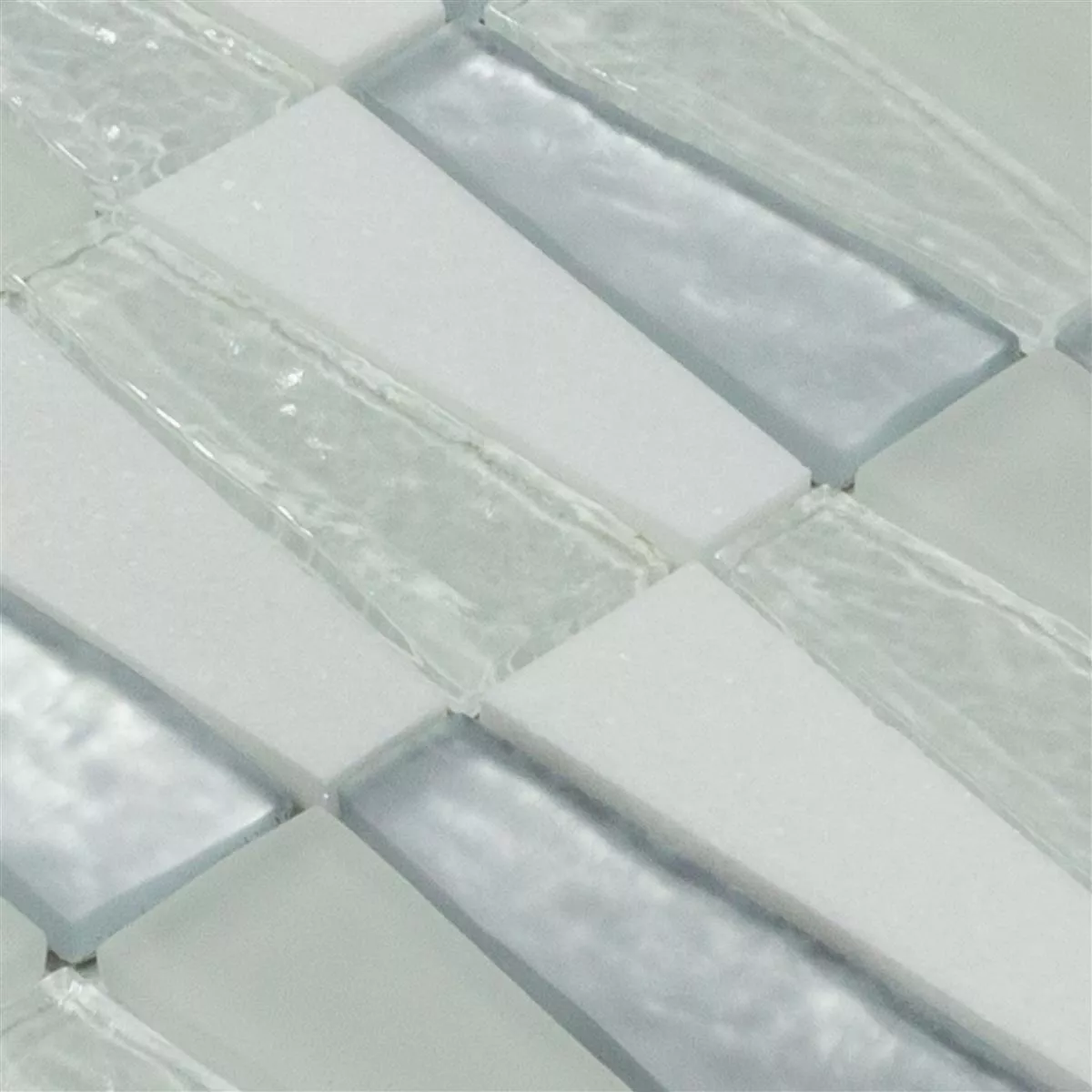 Padrão de Mosaico de Pedra Natural de Vidro Azulejos Marseille Branco Mix 
