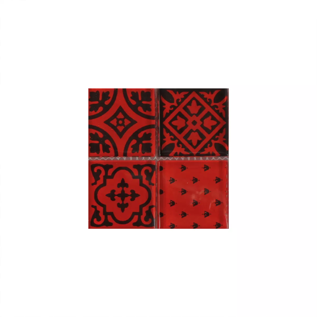 Próbka Mozaika Szkło Barock Ornament Czerwone