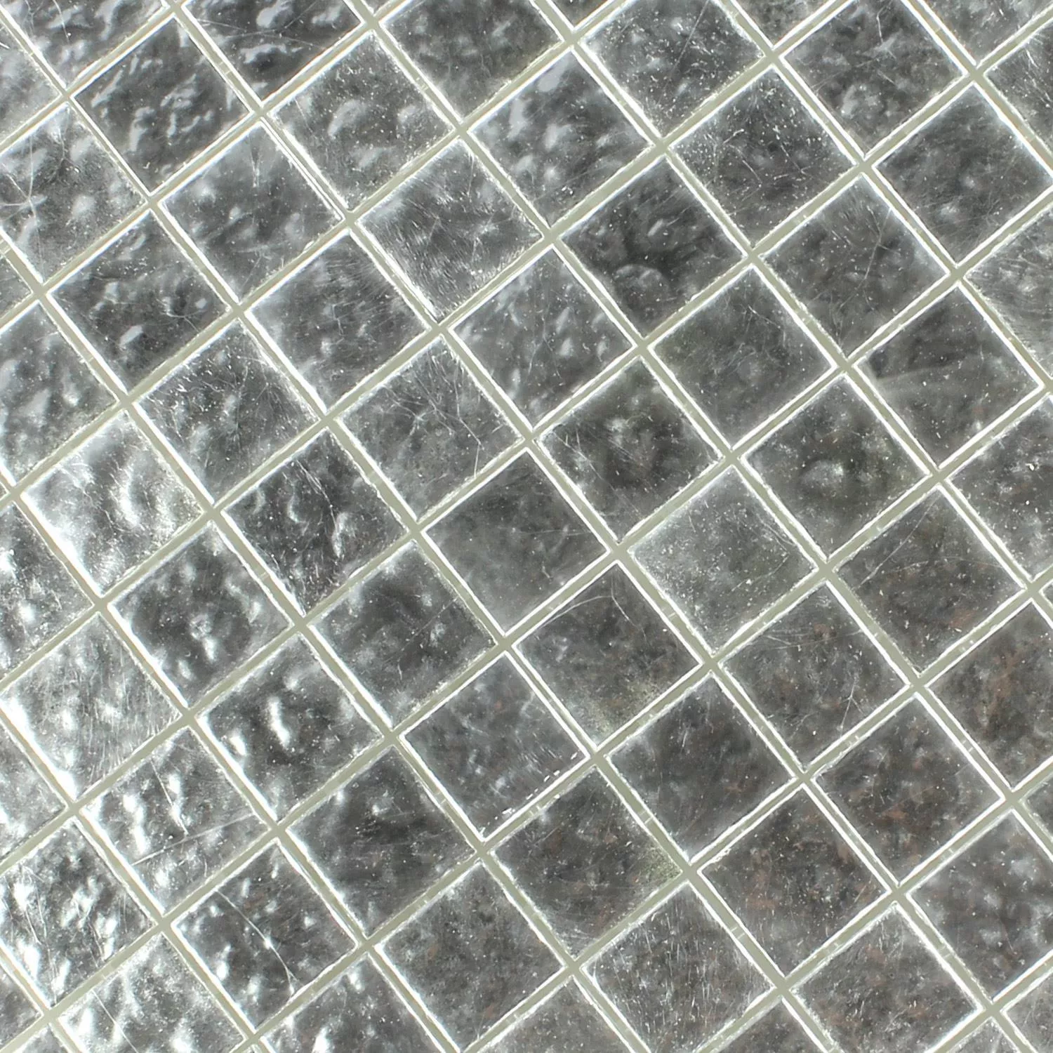 Azulejo Mosaico Trend-Vi Vidro Branco Ouro 24 Quilate Ondulado 2x2cm