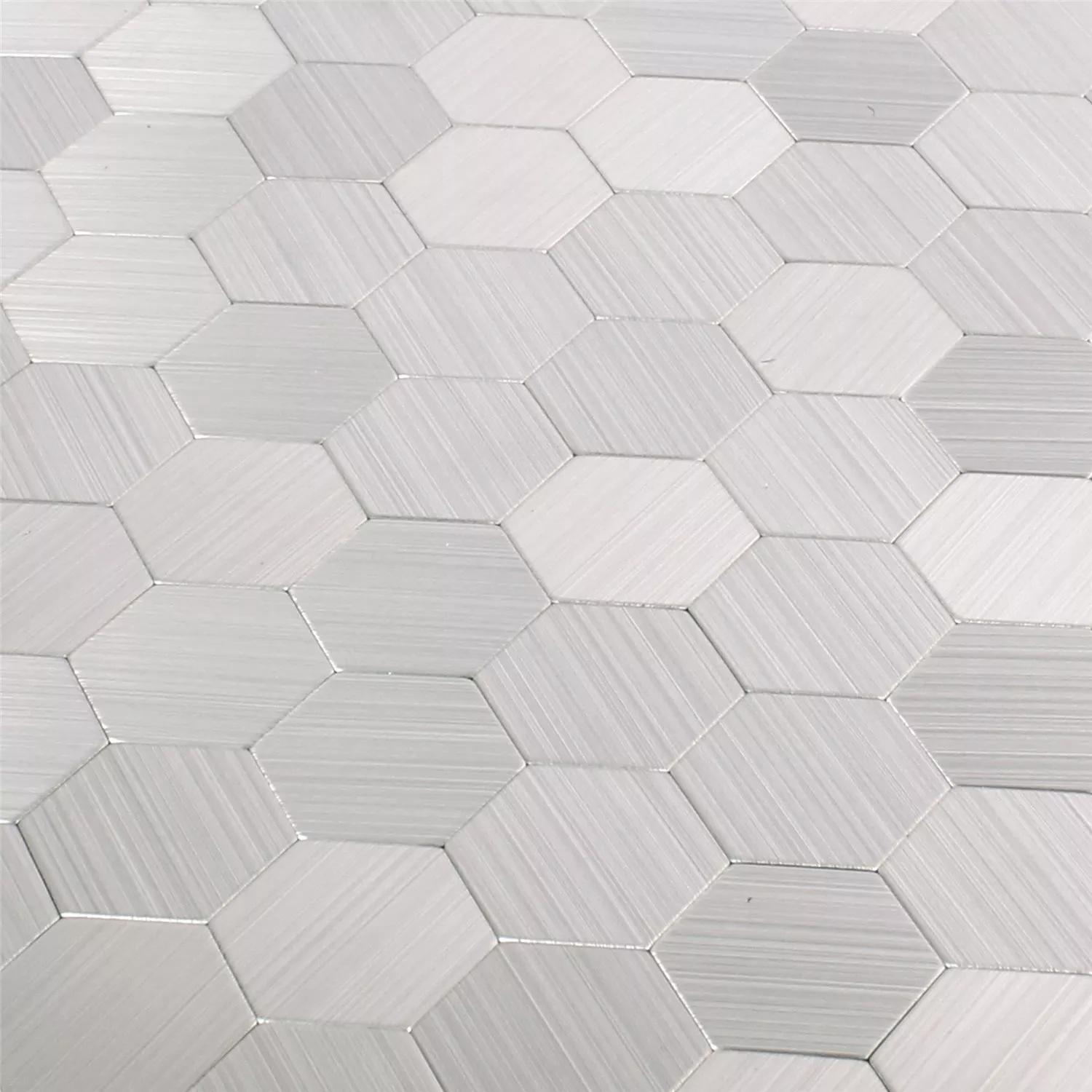 Azulejos De Mosaico Metal Autoadhesivo Mikros Plateado Hexagonales
