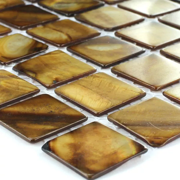 Sample Mosaic Tiles Glass Nacre Effect  Brown