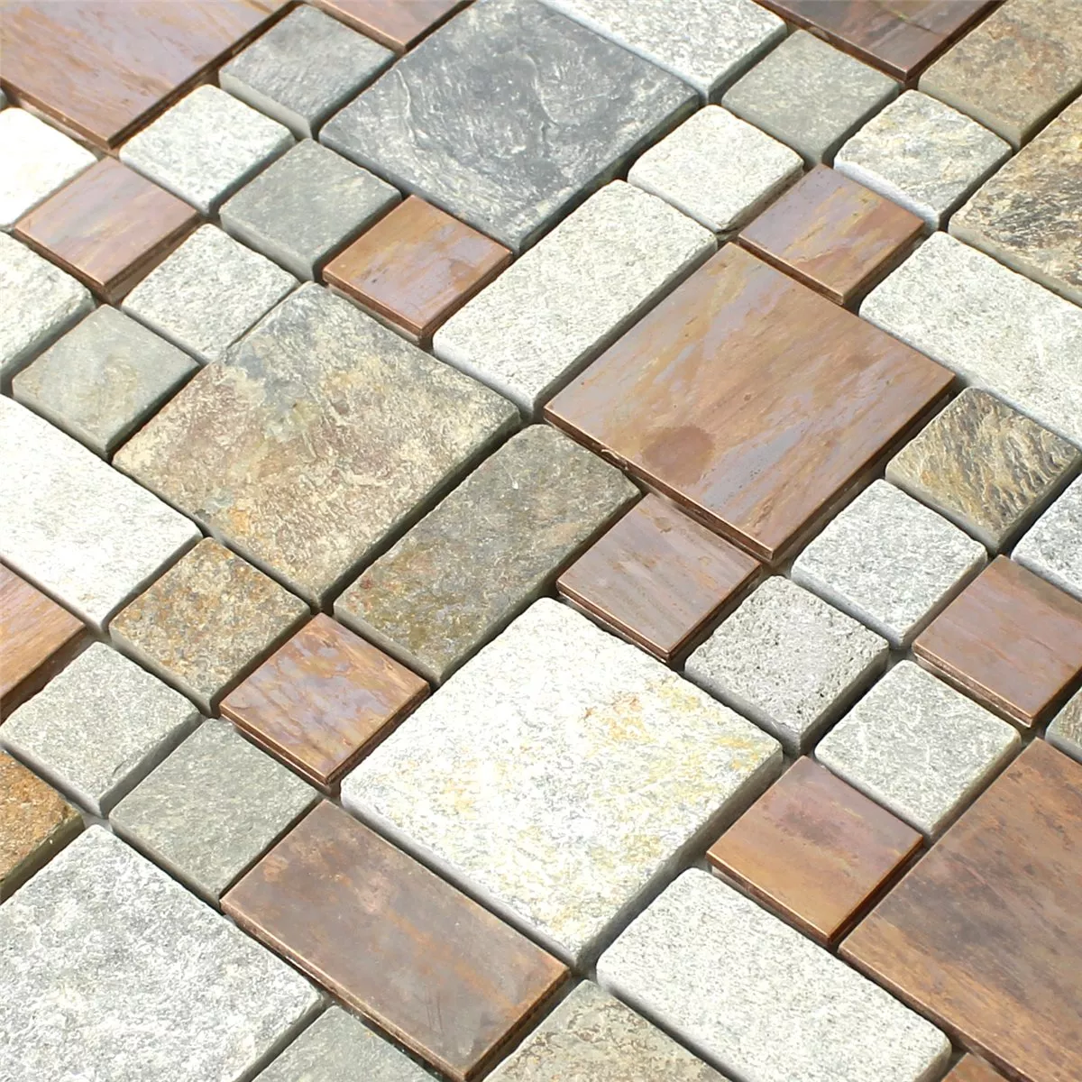 Sample Mosaic Tiles Copper Metal Natural Stone Mix