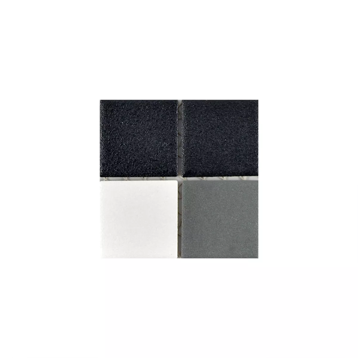 Muster von Keramik Mosaikfliesen Heinmot Schwarz Weiß Metall R10 Q48