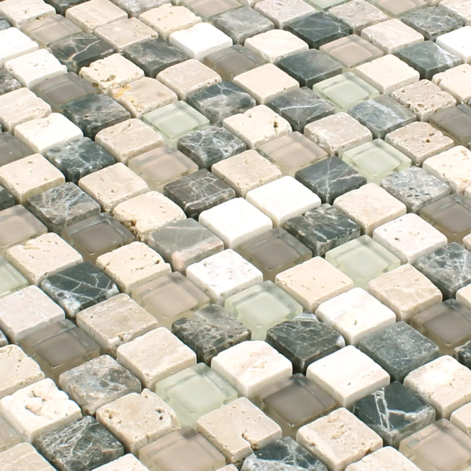 Sample Mosaic Tiles Milos Glass Natural Stone Mix Brown Beige Quadrat