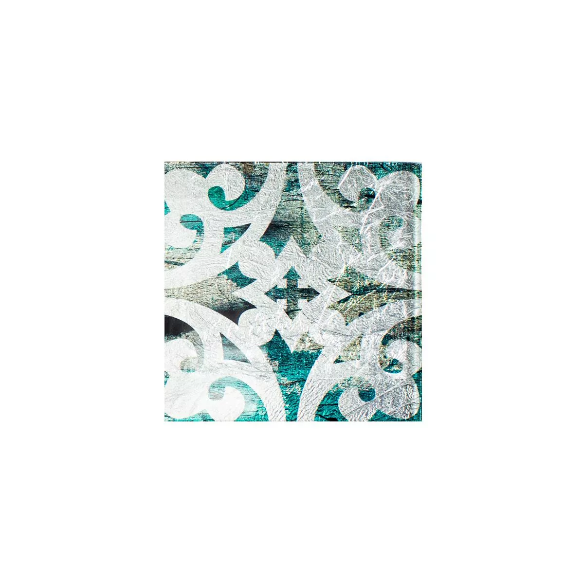 Muestra Mosaico de Cristal Azulejos Aspecto de Madera Howland Beige Verde Q98