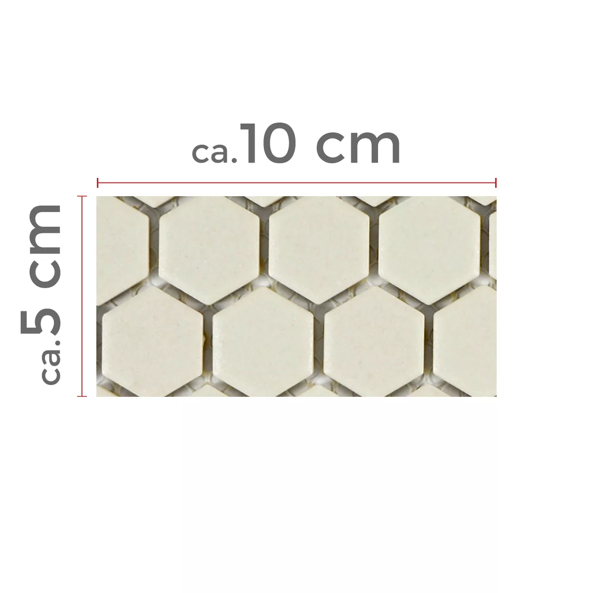 Sample Ceramic Mosaic Tiles Hexagon Zeinal Unglazed Light Beige R10B