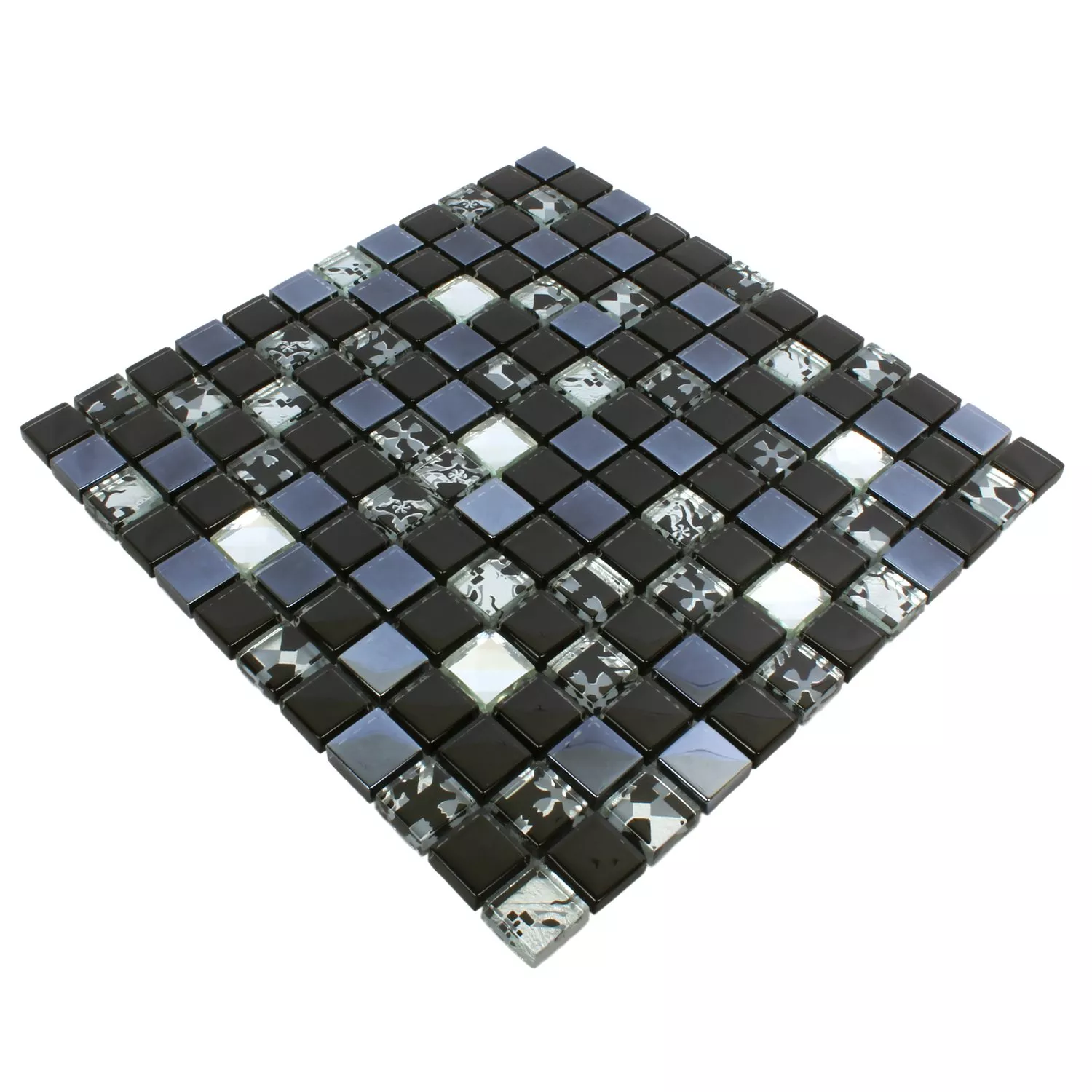 Mosaico De Vidro Azulejos Kunia Preto Prata