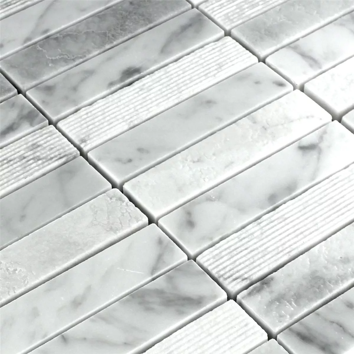 Vzorek Mozaiková Dlaždice Mramor Hůlky Mletý Leštěná Bílá