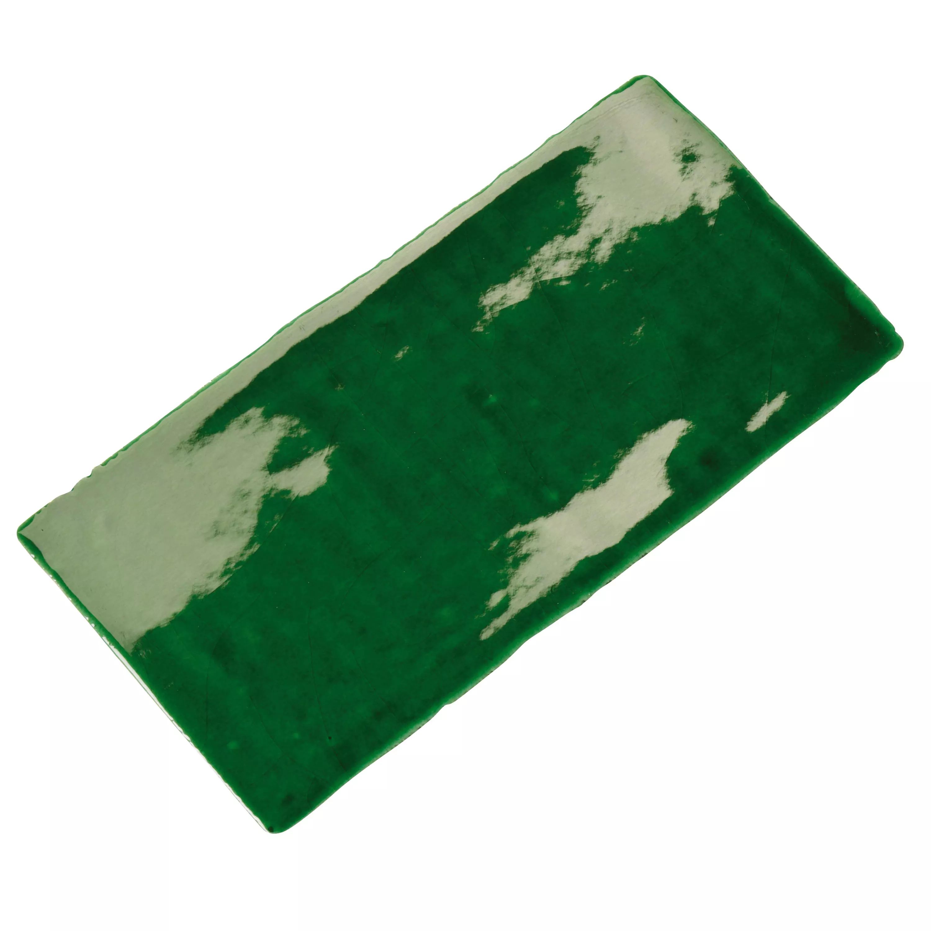 Prøve Vægfliser Algier Håndlavet 7,5x15cm Smaragdgrøn
