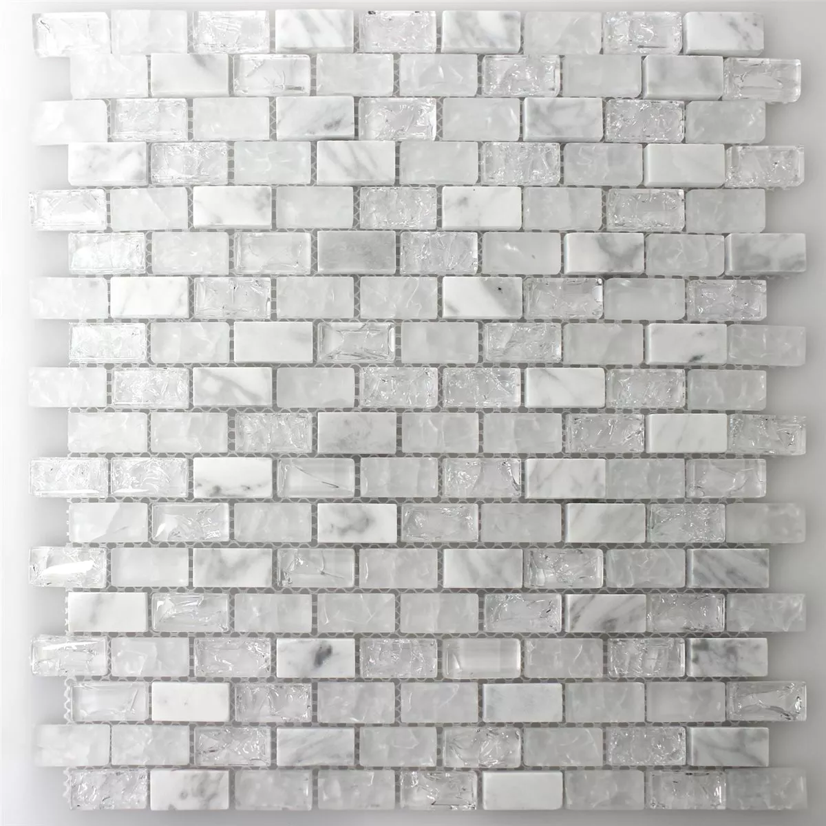 Mozaik Csempe Üveg Természetes Kő Törött Fehér Hatás Brick