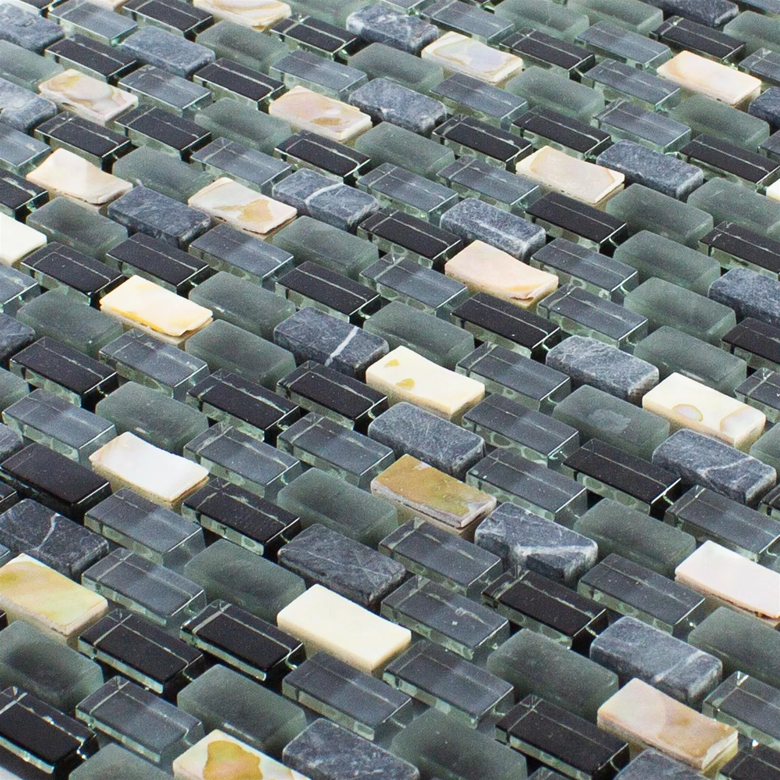 Üveg Természetes Kő Gyöngyház Mozaik Admiral Fekete Szürke Bézs