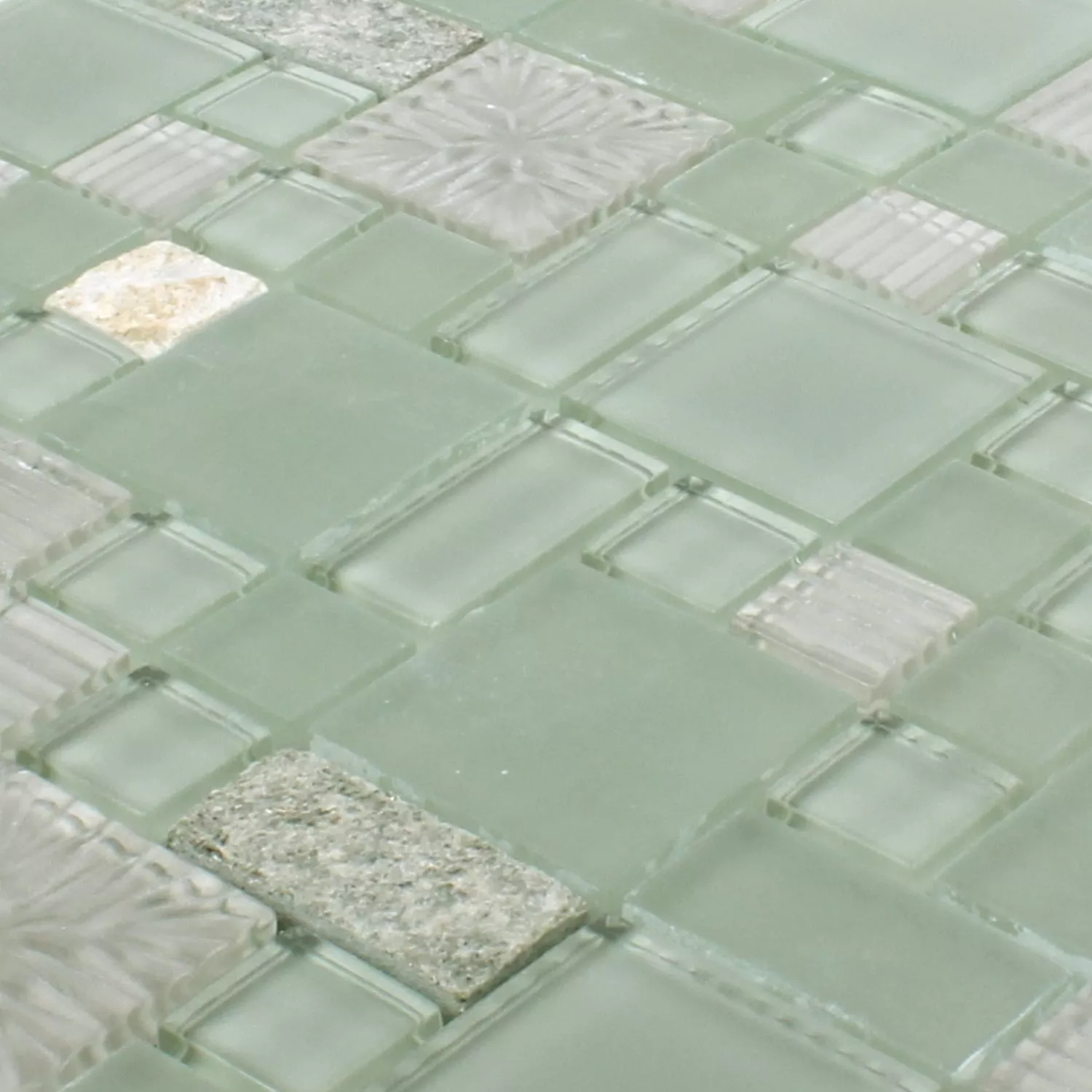 Uzorak Mozaik Pločice Norderney Staklo Prirodni Kamen Siva