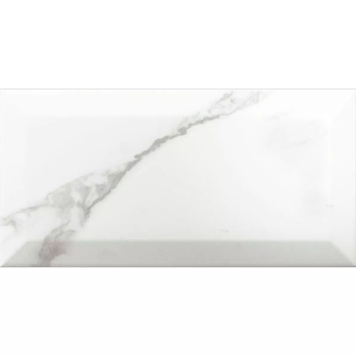 Sample Metro Wall Tiles Girona Marble Optic Facet Blanc Mat 10x20cm