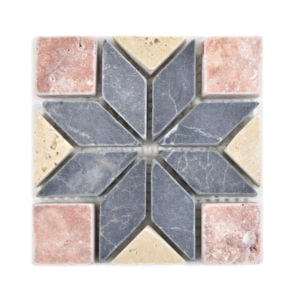 Natuursteen Rosone Gramling Beige Rood Zwart 10x10cm Natuursteen Rosone Gramling Beige Rood Zwart 10x10cm