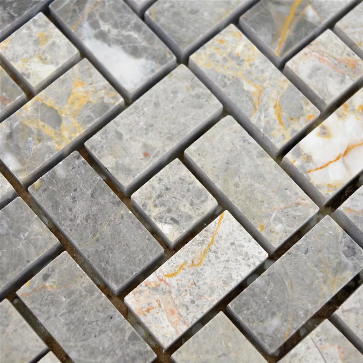 Sample Natural Stone Marble Mosaic Tiles Umay Light Grey Orange