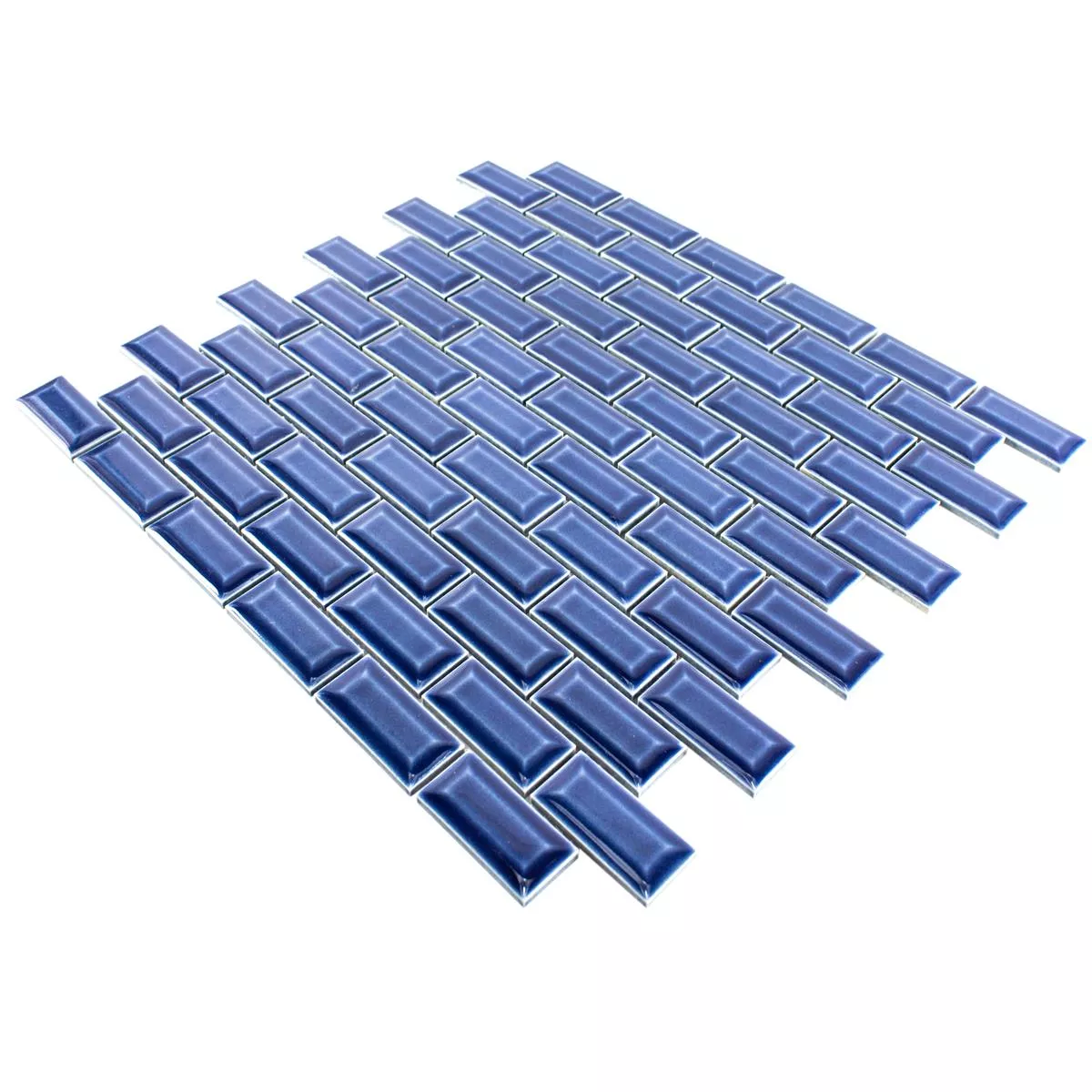 Padrão de Mosaico Cerâmico Azulejos Organica Metro Azul